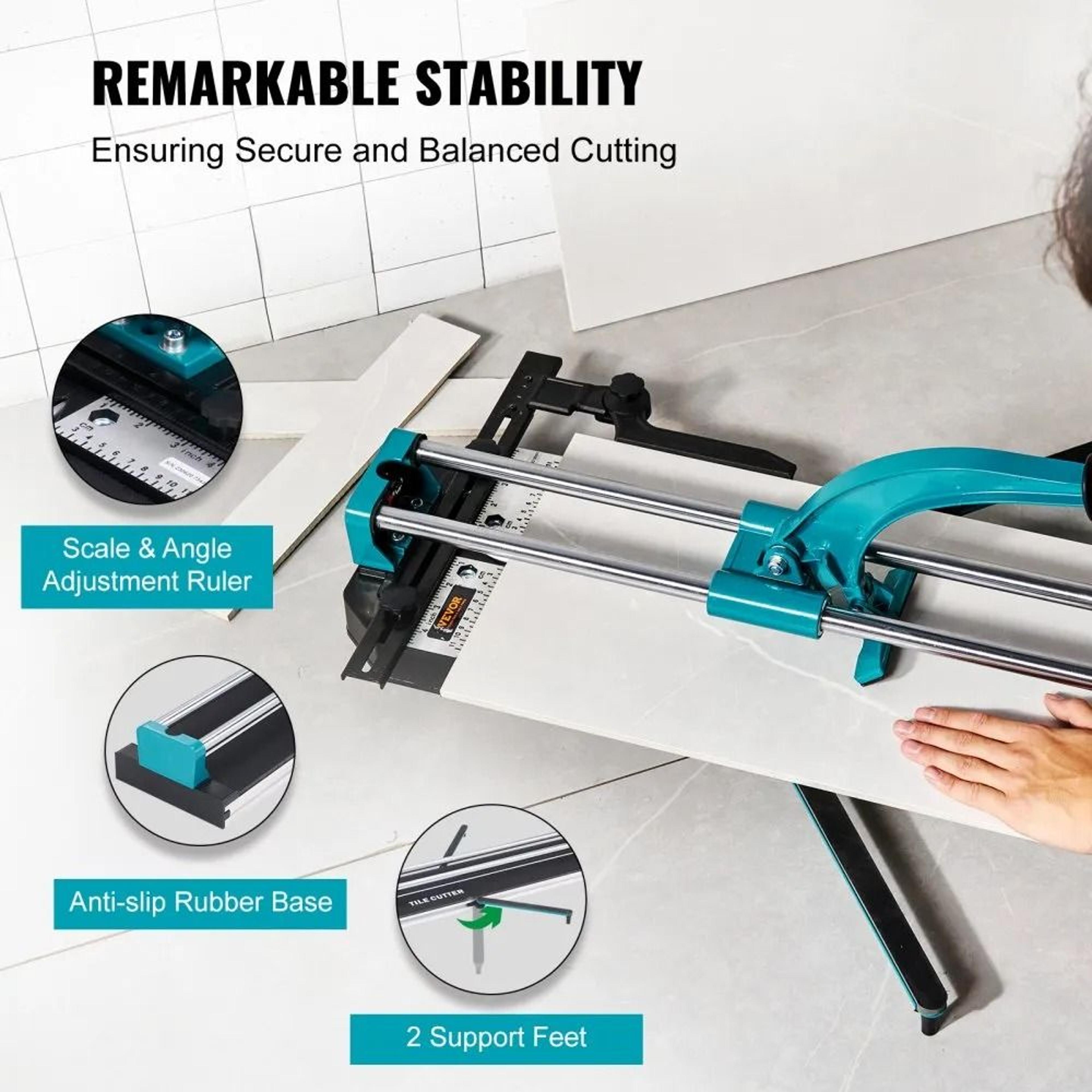 Heavy Duty Precision Manual Tile Cutter Tungsten Carbide Cutting Wheel Anti Skid Feet 2