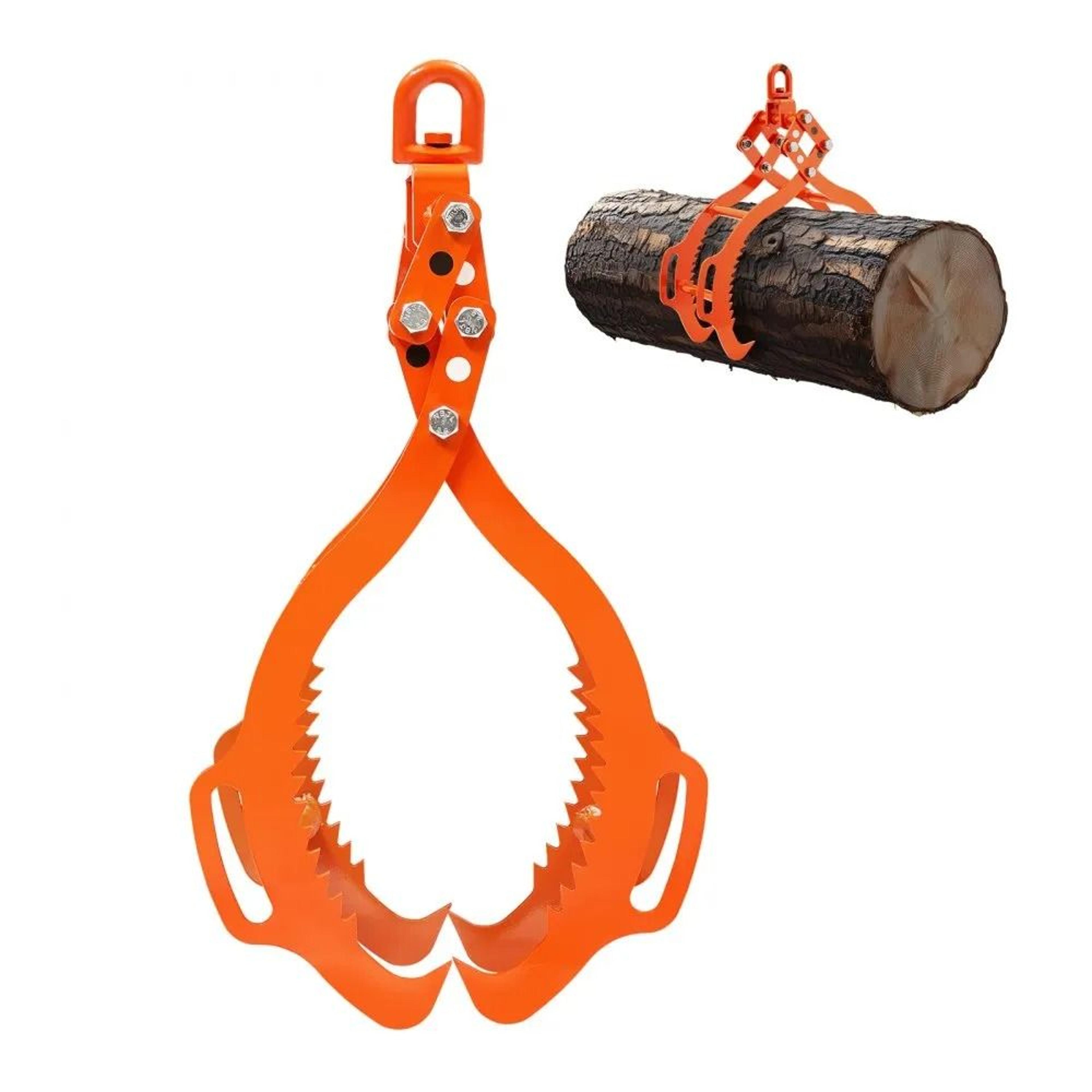 log lifting tongs, claw log tongs, heavy duty steel log grapple, high lbs lifting capacity