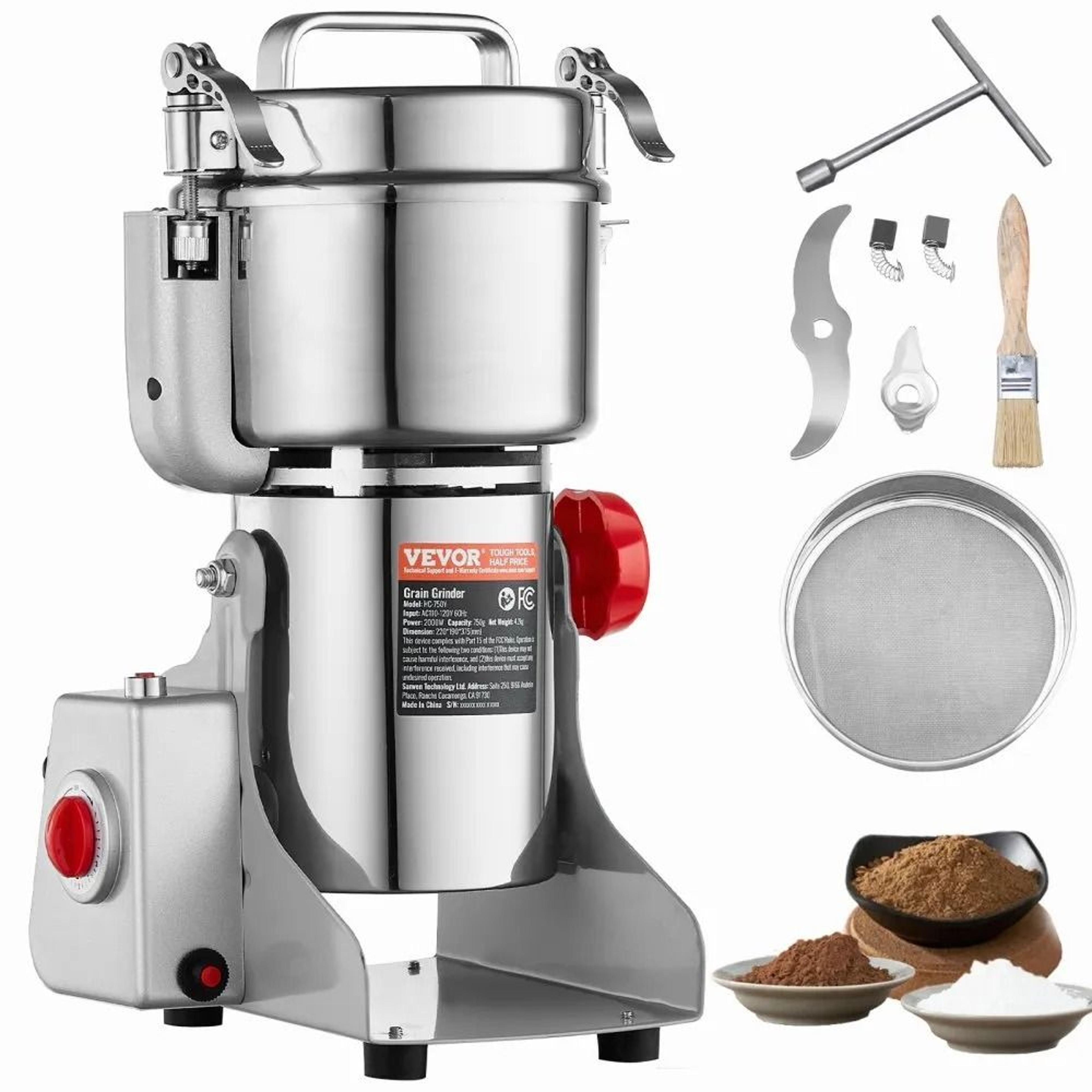 stainless steel pulverizer powder machine, swing type, electric grain mill grinder, high speed for dry grains & spices