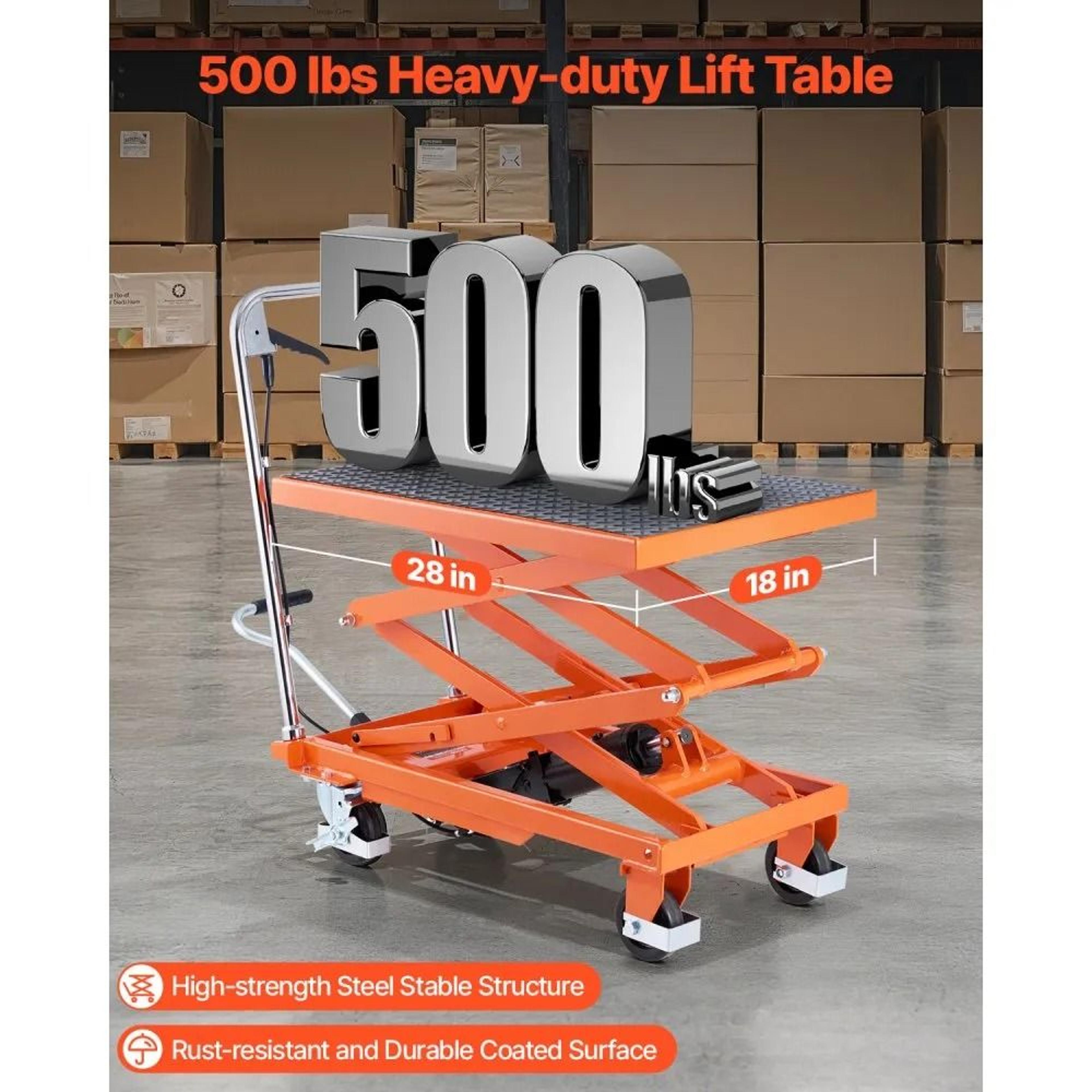 Manual Hydraulic Lifting Cart Height High Lbs Capacity Nonslip Pad With Wheels 1