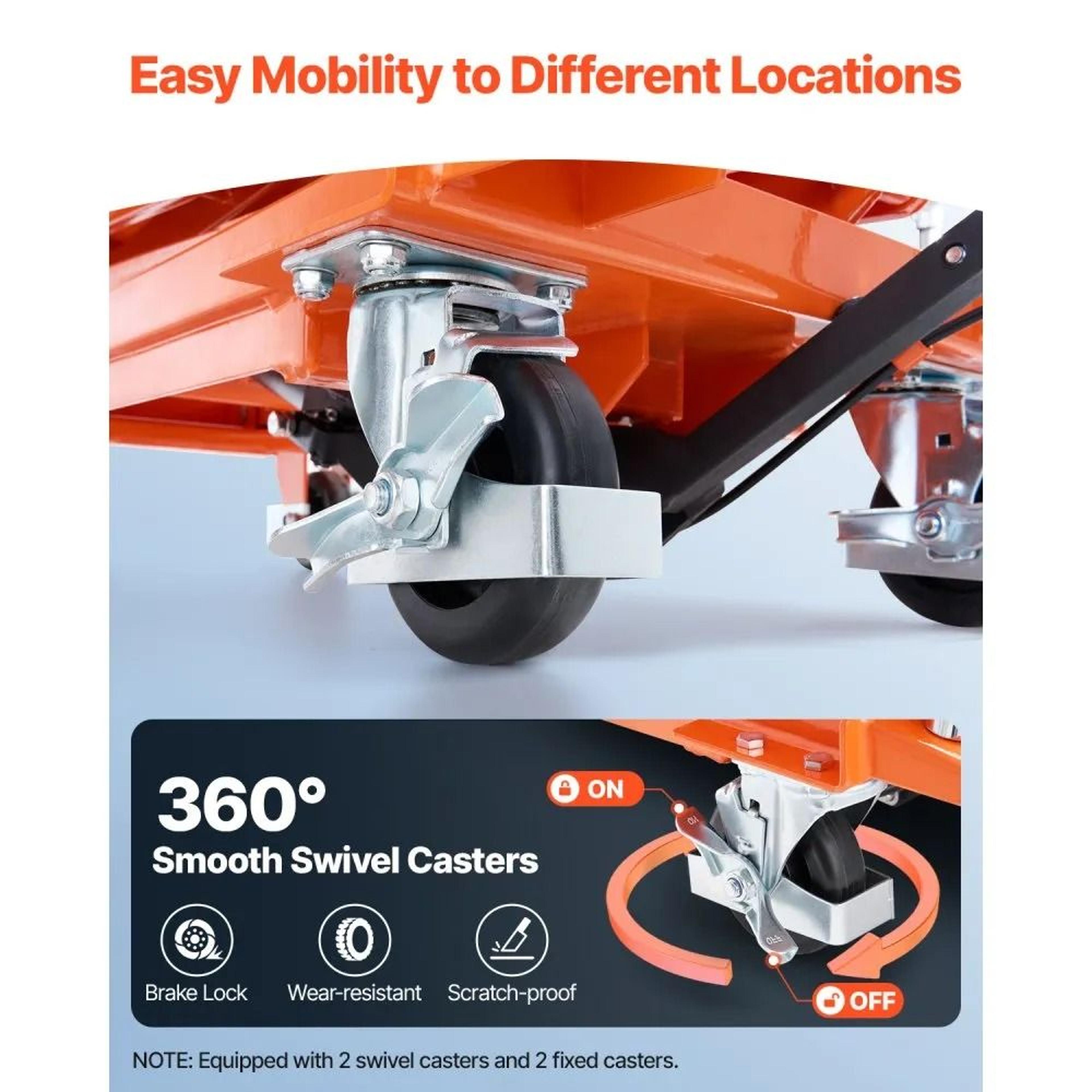 Manual Hydraulic Lifting Cart Height High Lbs Capacity Nonslip Pad With Wheels 2
