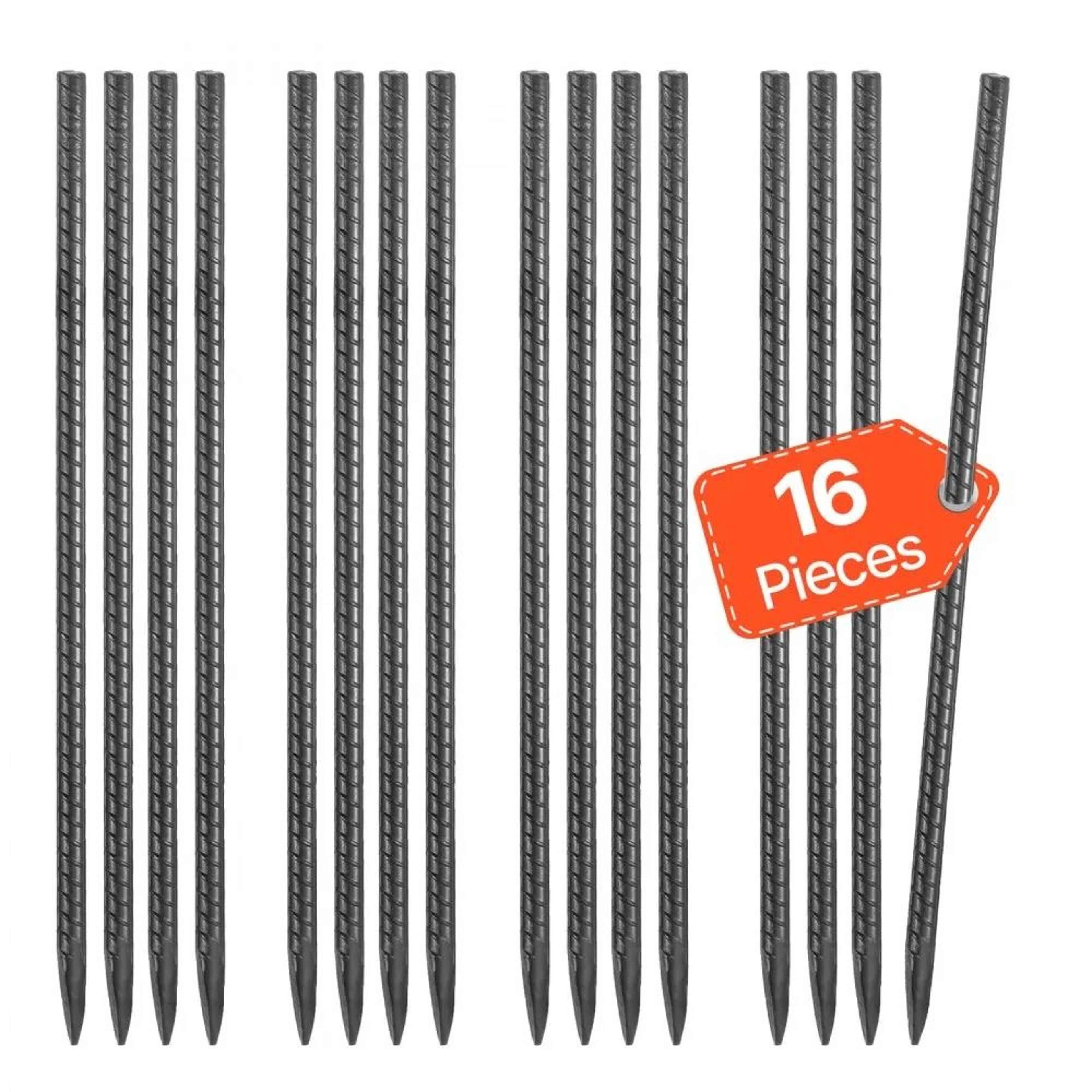 heavy-duty diameter rebar stakes, galvanized steel ground anchors with chisel point end, for fence, gardening support