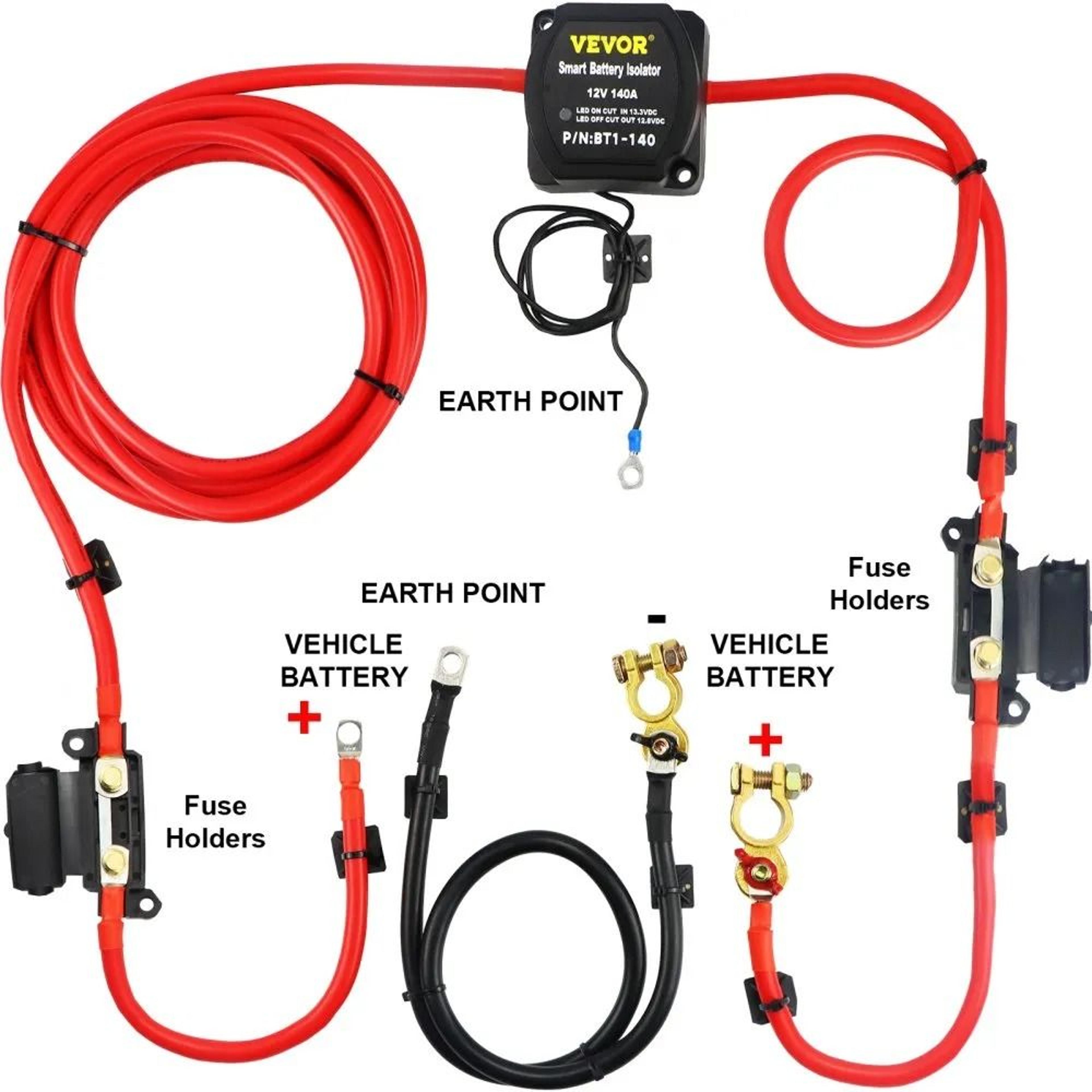 reliable vsr dual battery isolation kit, split charge relay system, fits campers, marine crafts, yachts