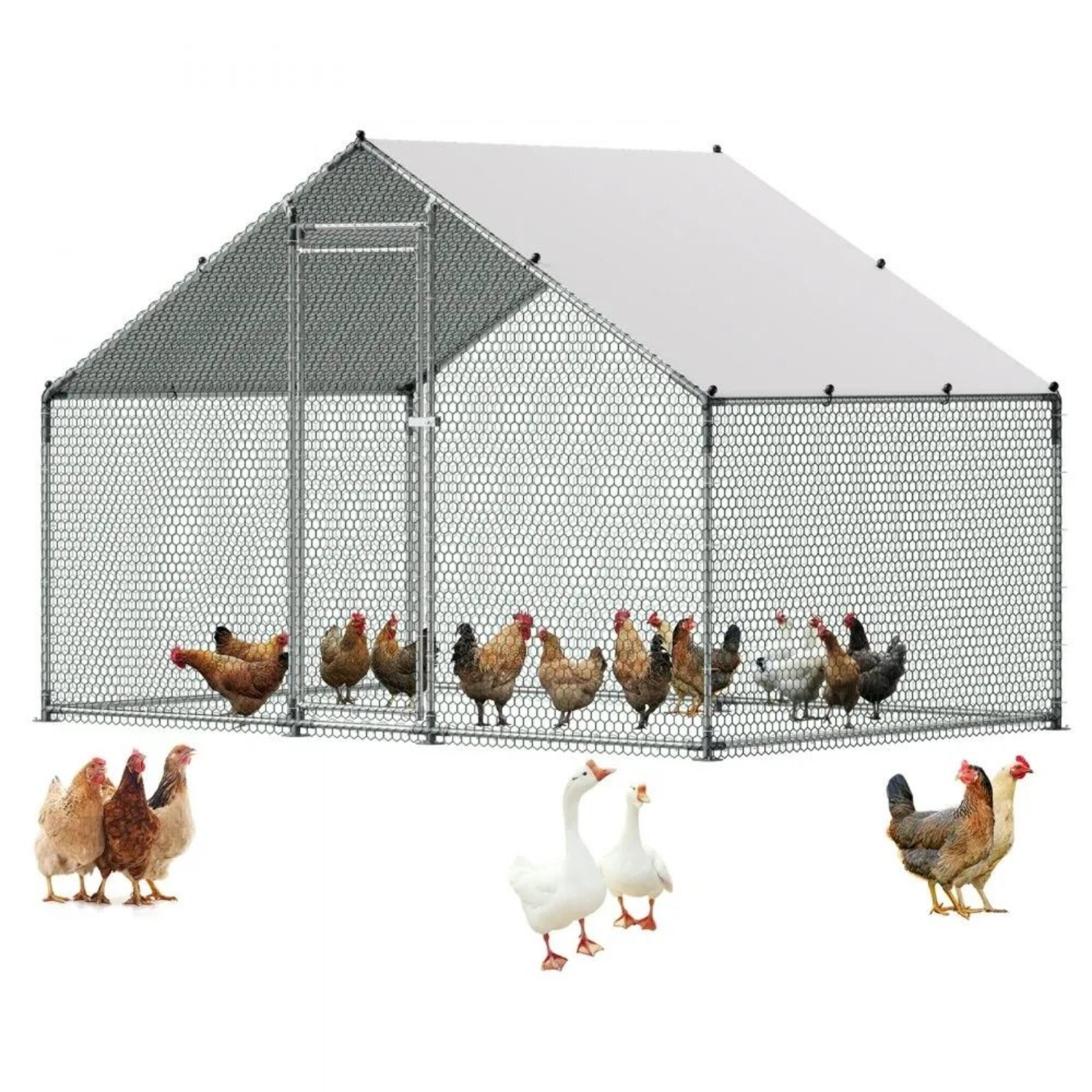 large walk in chicken runs with cover, metal chicken coop, outdoor duck rabbit cage poultry pen, spire roof hen house