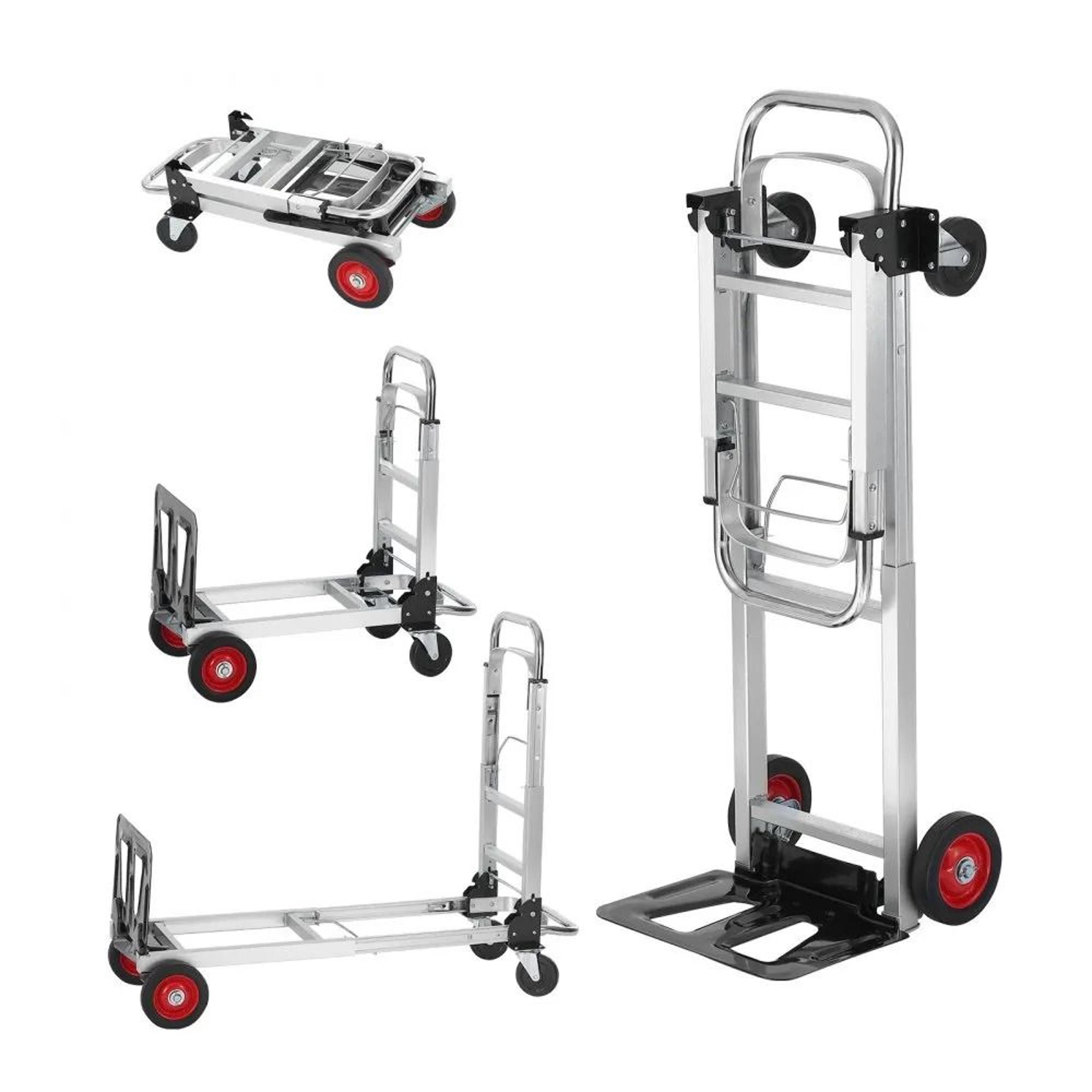 heavy duty aluminum folding hand truck, high lbs capacity, collapsible dolly cart with rubber wheels