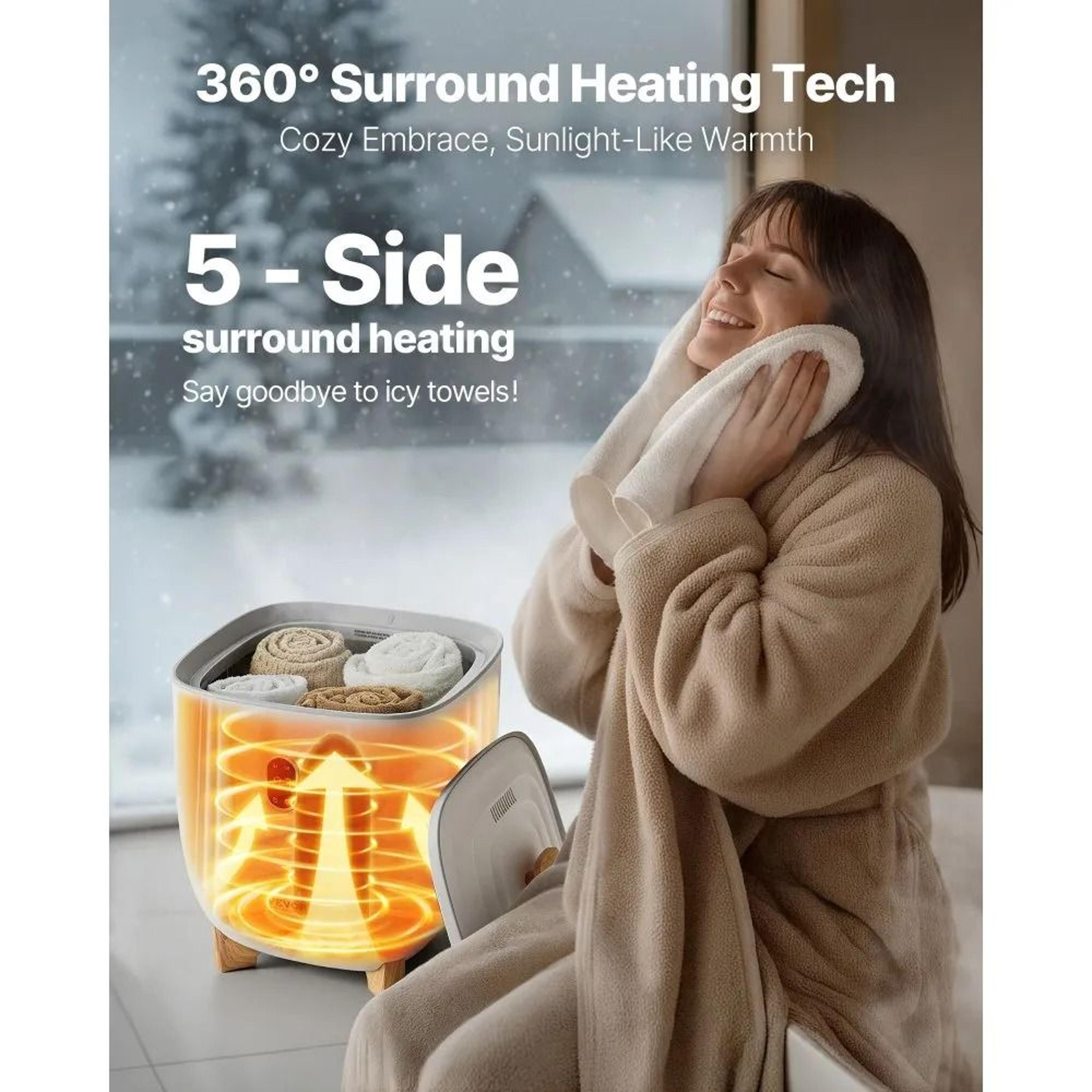 Towel Warmers For Bathroom High Capacity Bucket Fits Oversized Towels Bathrobes Blankets Auto Shut  2