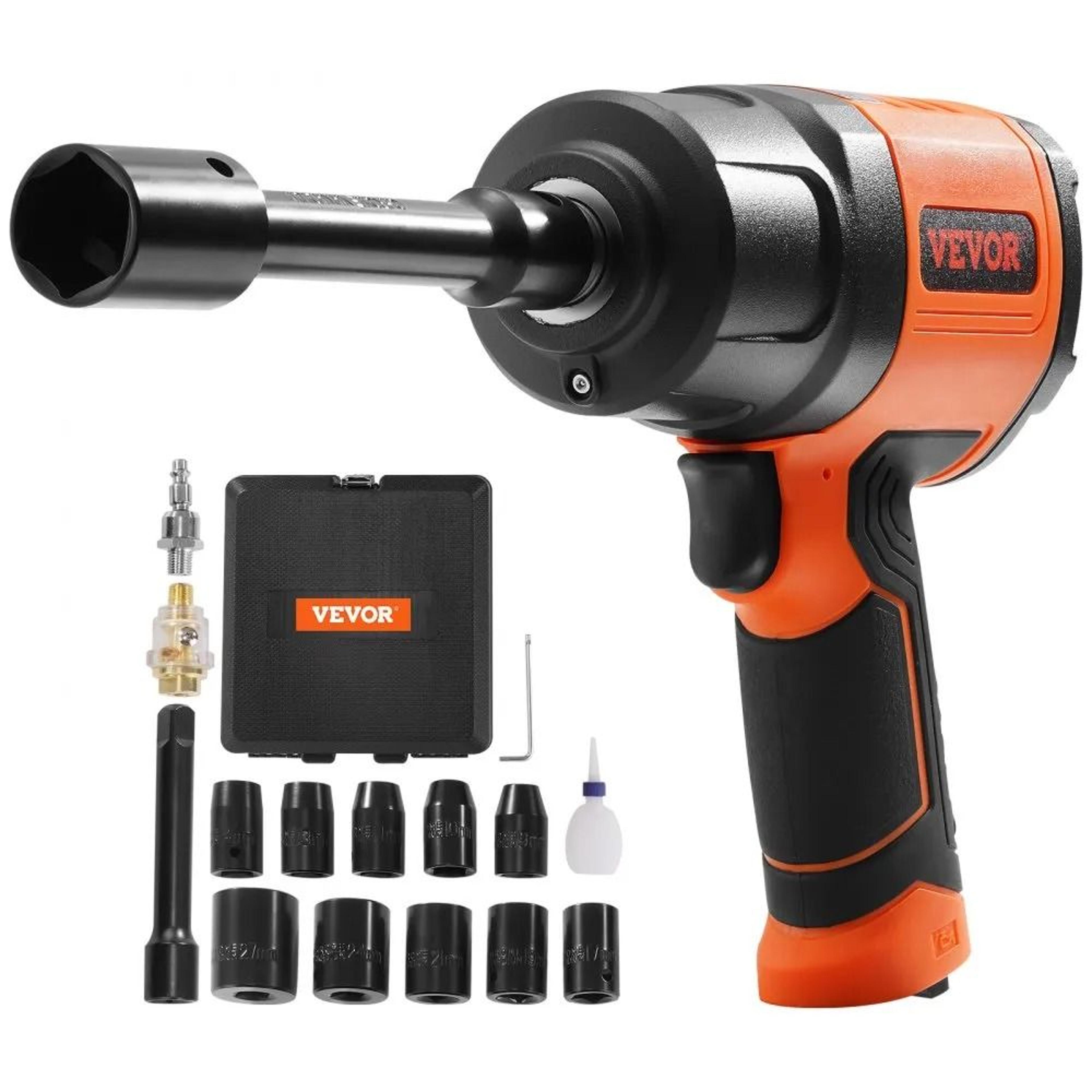 high torque air impact wrench, lightweight pneumatic impact gun, cr-v steel socket set with carrying case