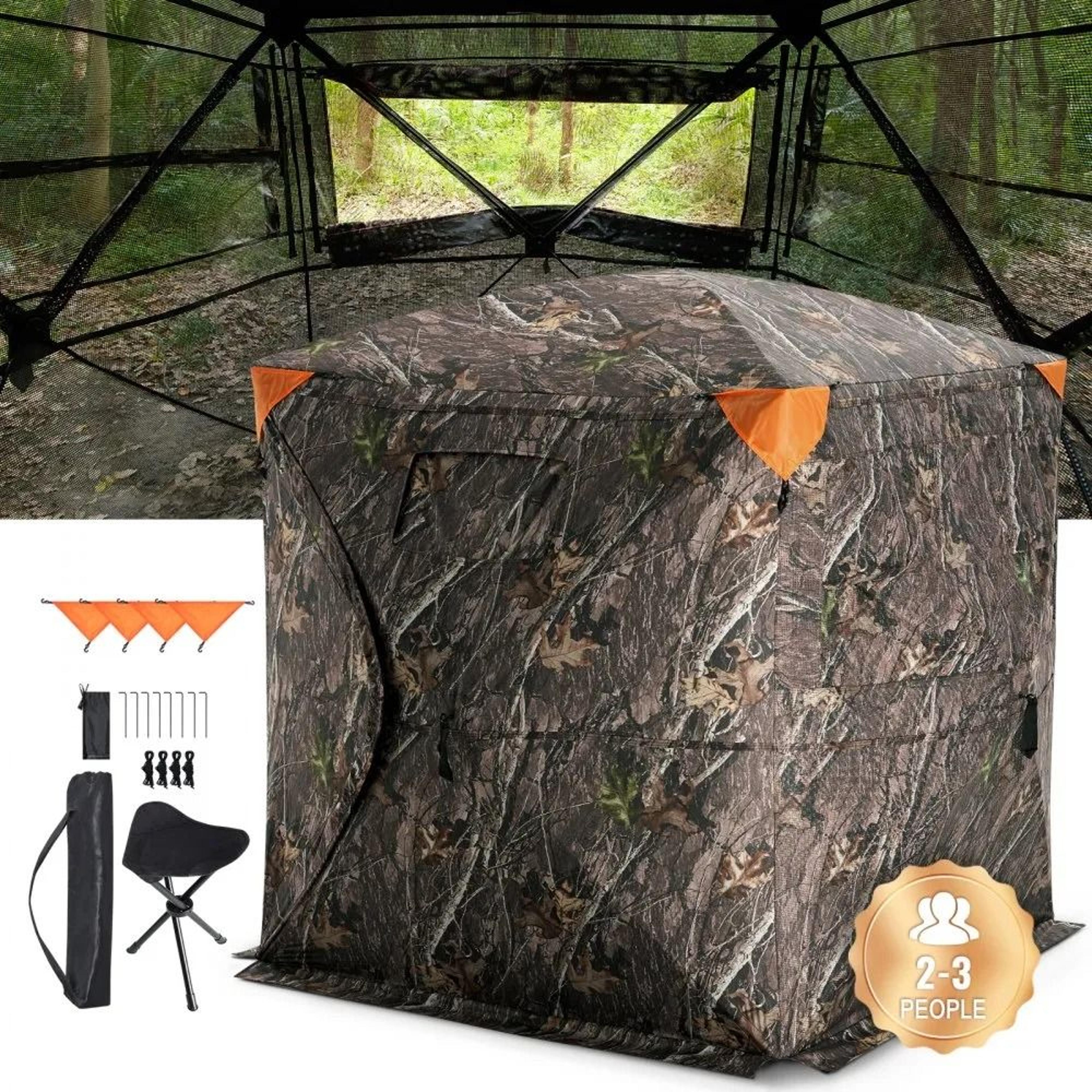 pop up hunting blind, portable ground tent, one-way see-through mesh for deer and turkey hunting with carrying bag