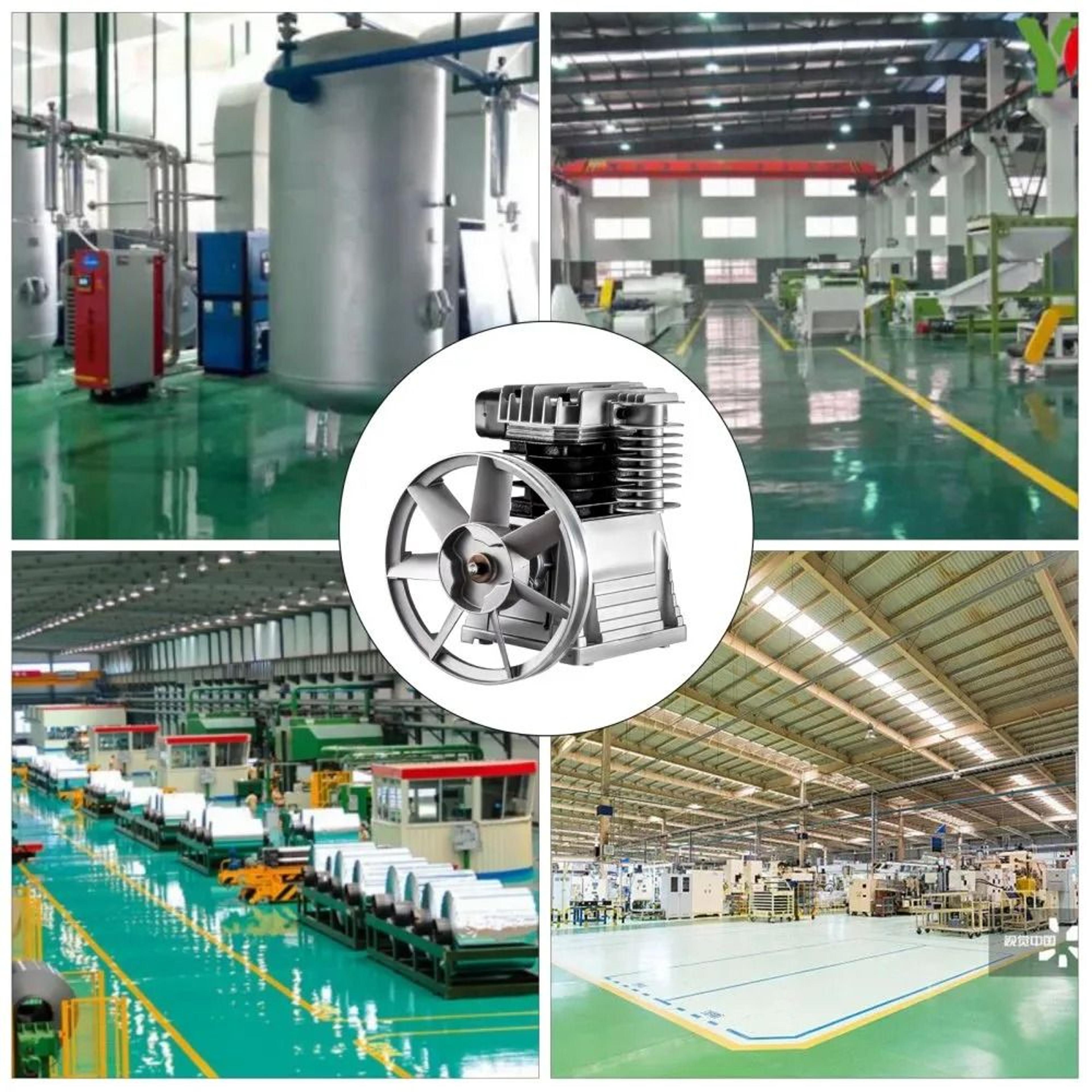 Air Compressor Pump Industrial Head Motor Twin Cylinder Aluminum Piston Style Splash Lubrication 3