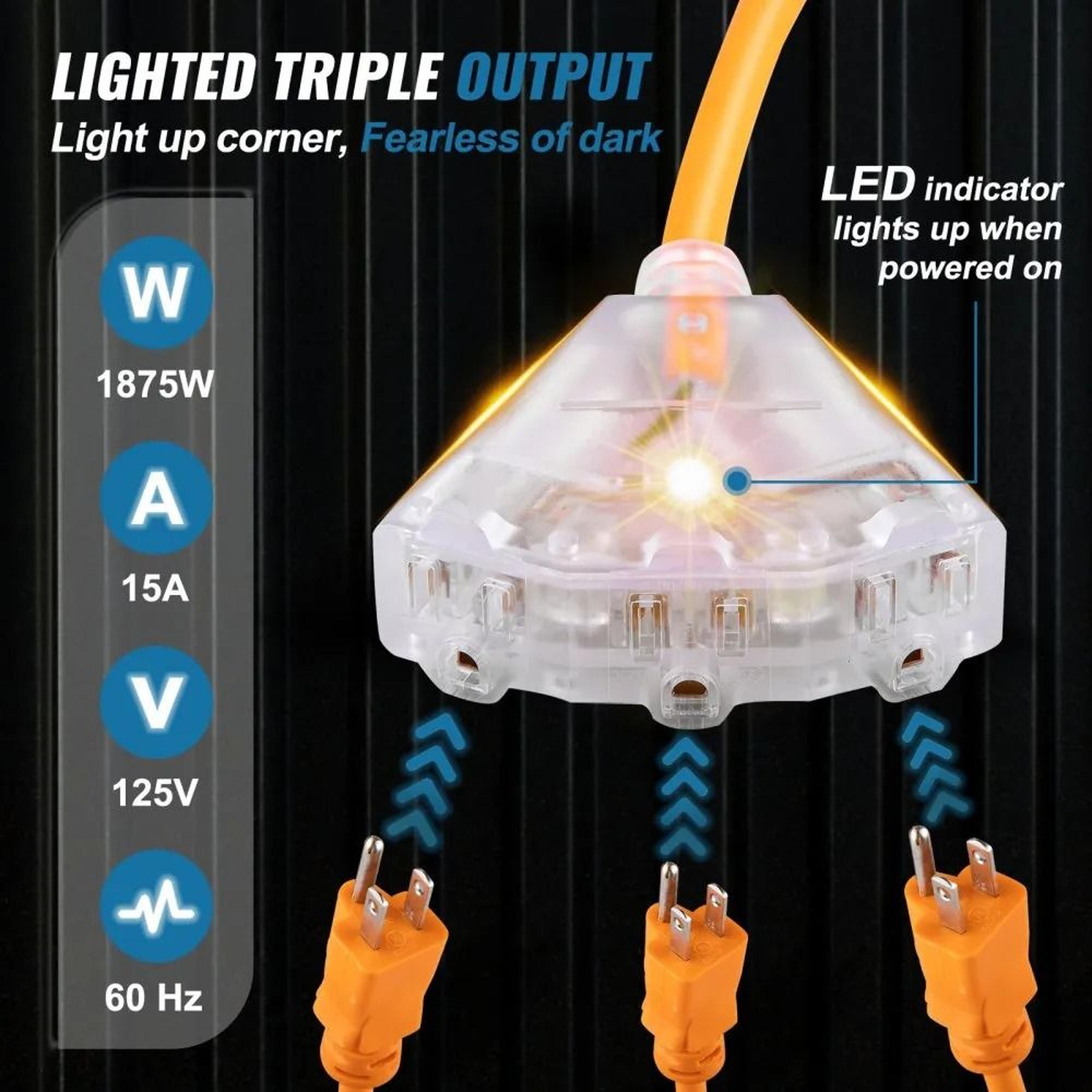 Heavy Duty Retractable Extension Cord Reel Power Cord 3