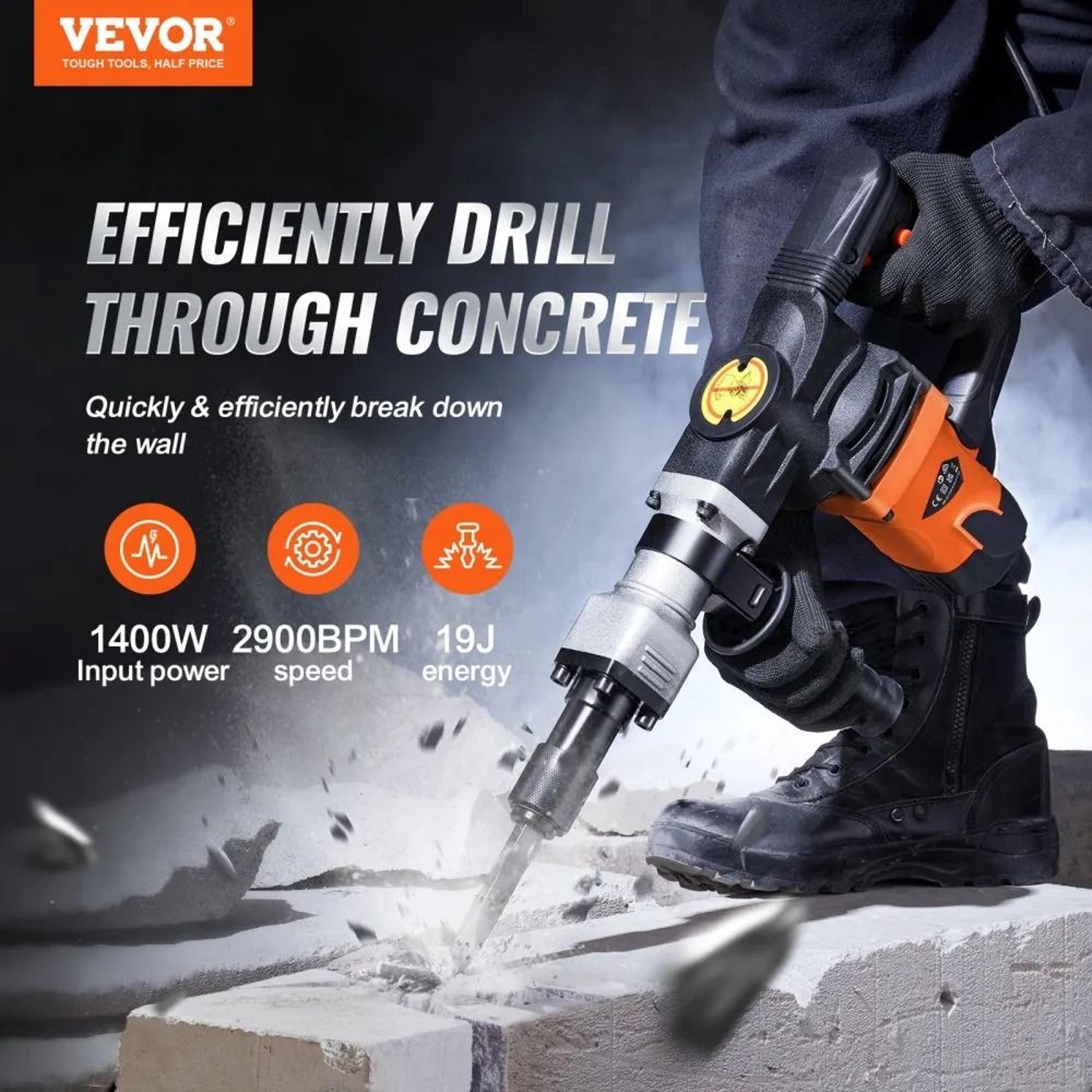 Electric Hammer Demolition Jack Hammer Concrete Breaker Chisel Bit Industrial Power Tool 1