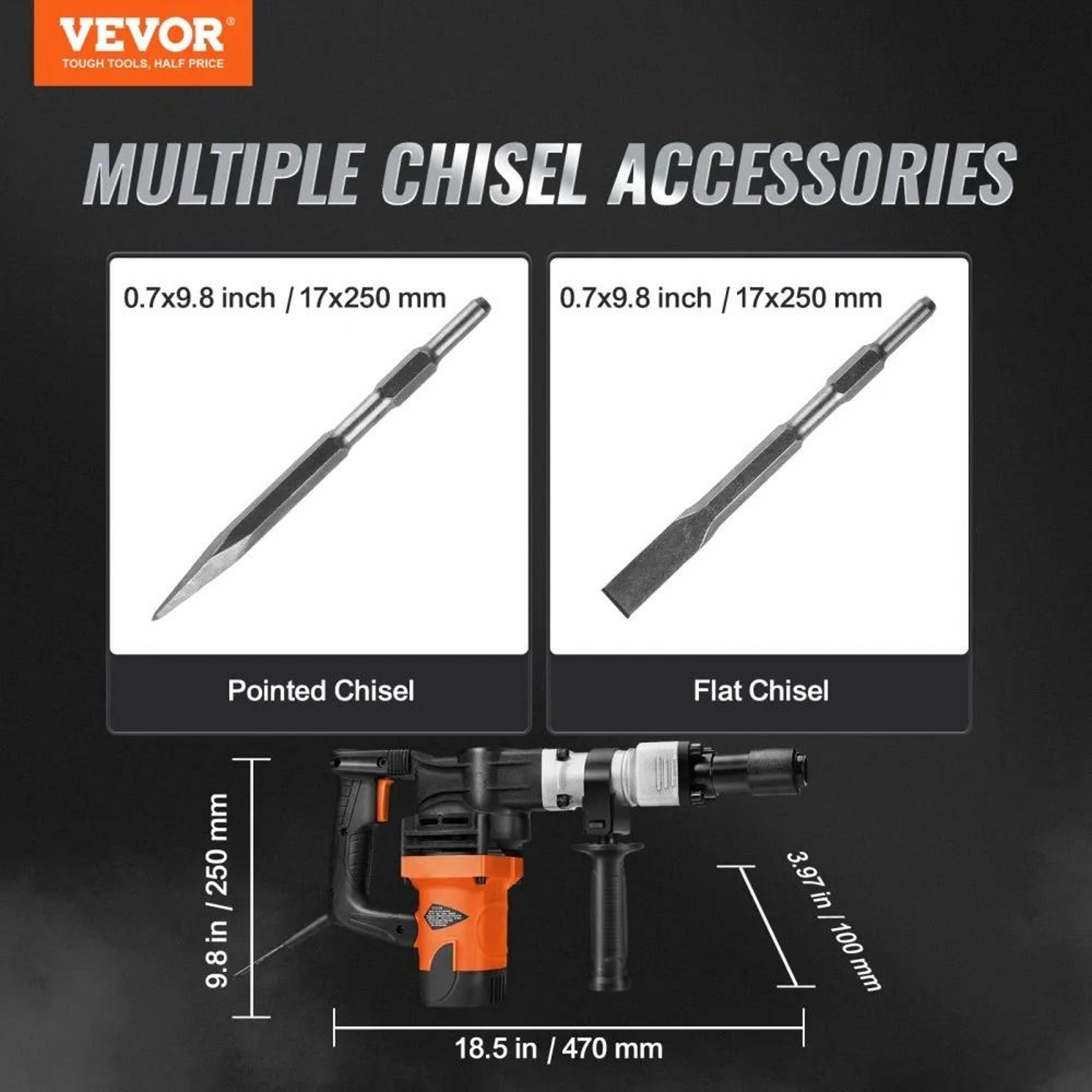 Electric Hammer Demolition Jack Hammer Concrete Breaker Chisel Bit Industrial Power Tool 7