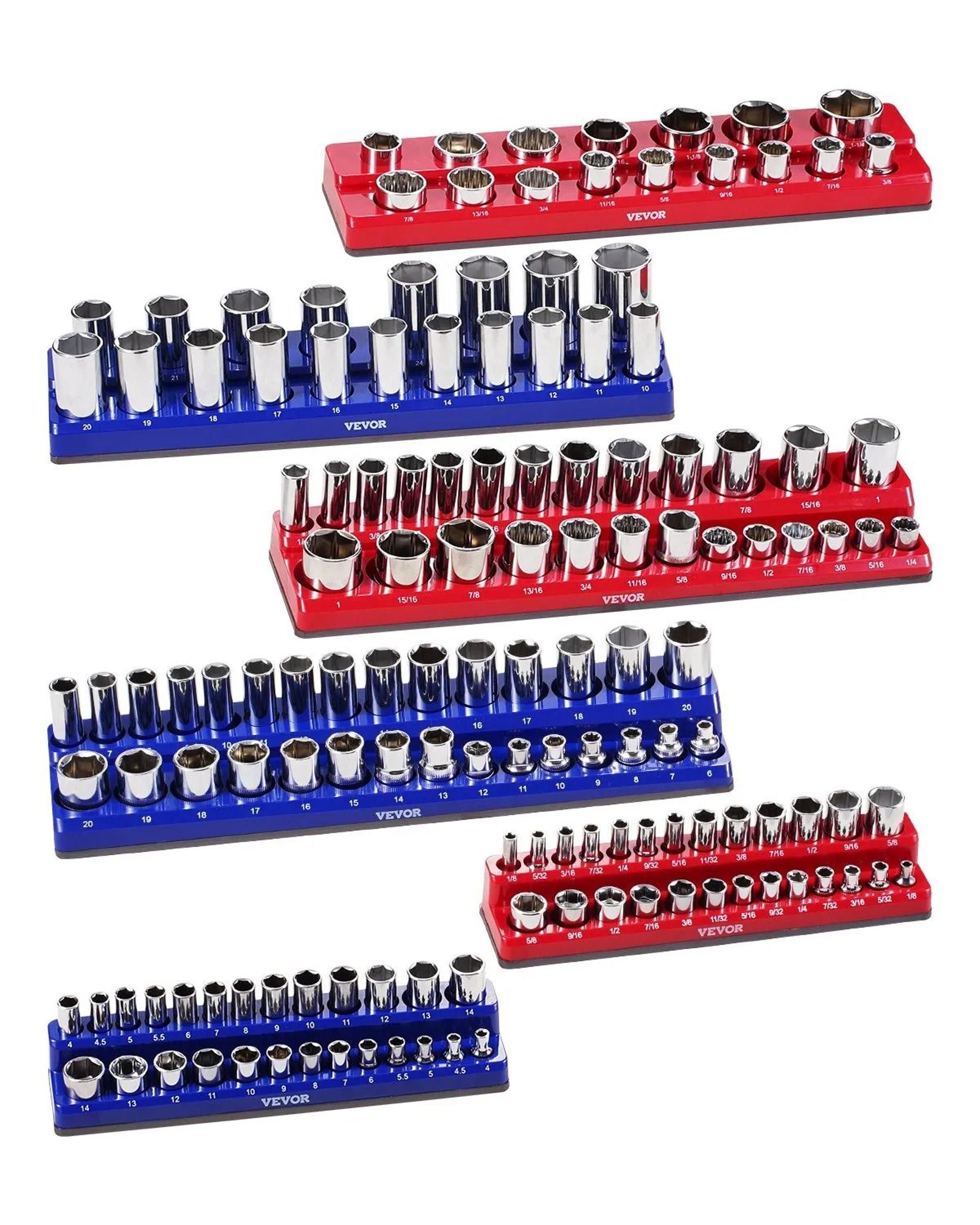 magnetic socket organizer set heavy duty socket holder tray for metric sae tool storage