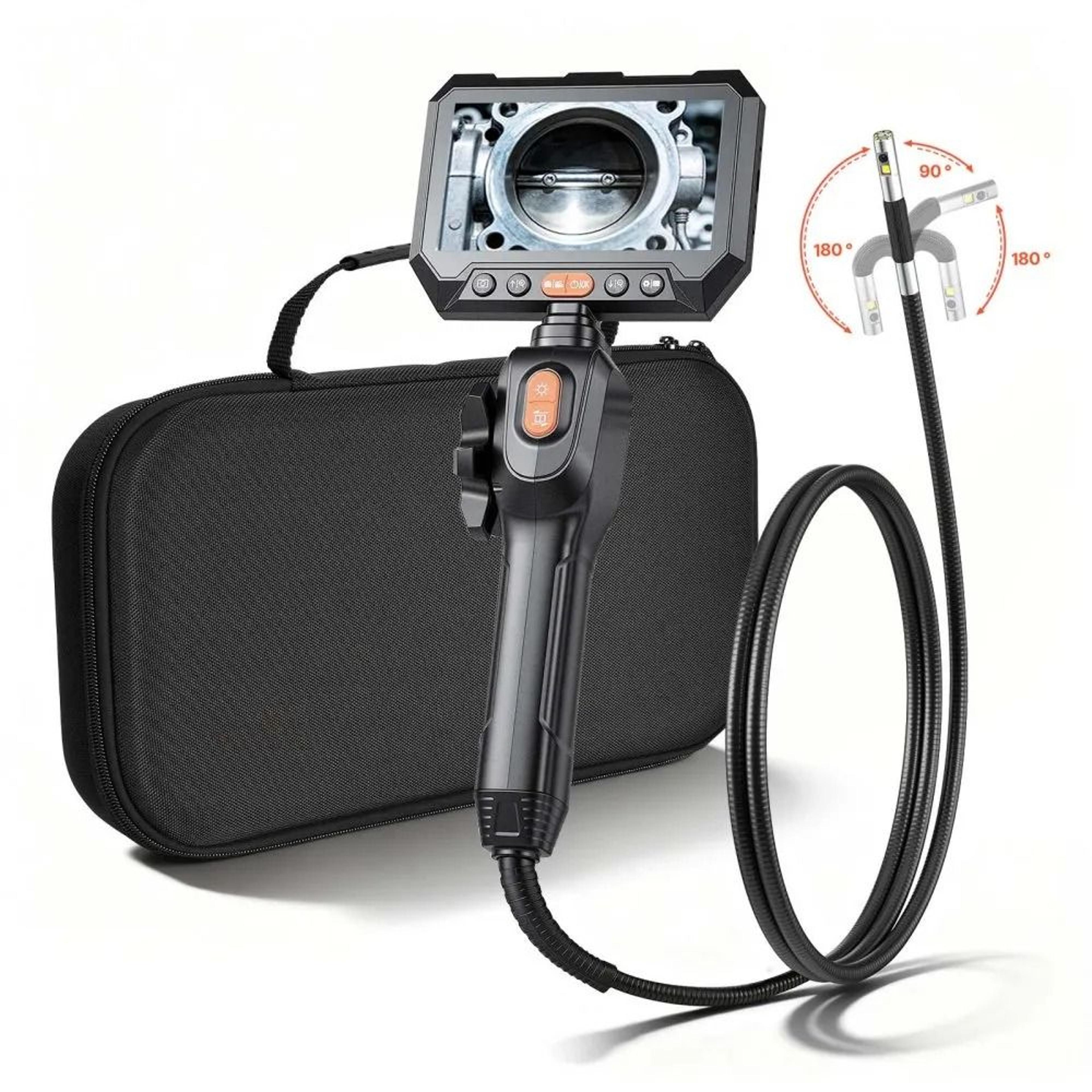 hd dual lens articulating borescope camera with ips screen for automotive inspection