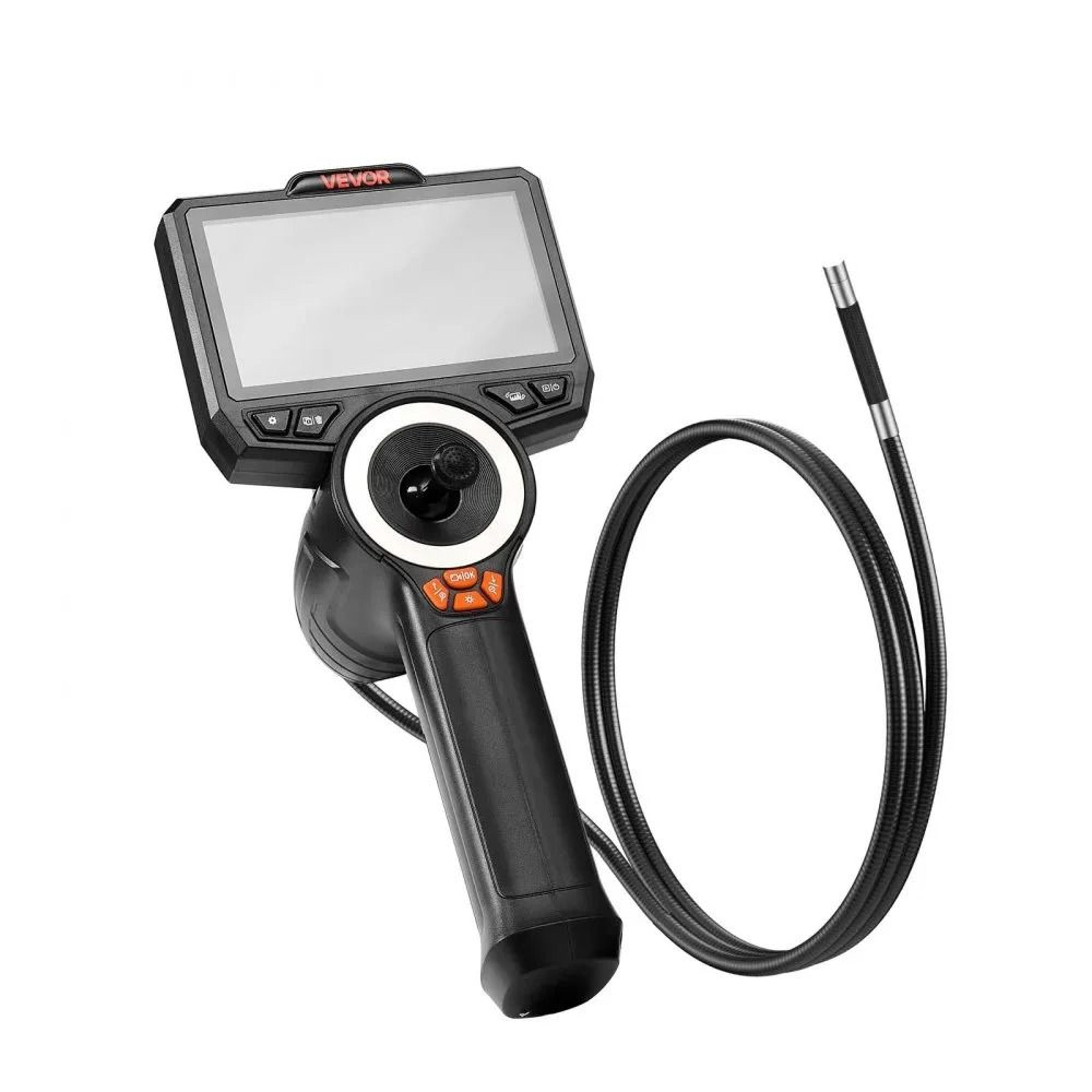 articulating borescope inspection camera with hd display & flexible snake cable