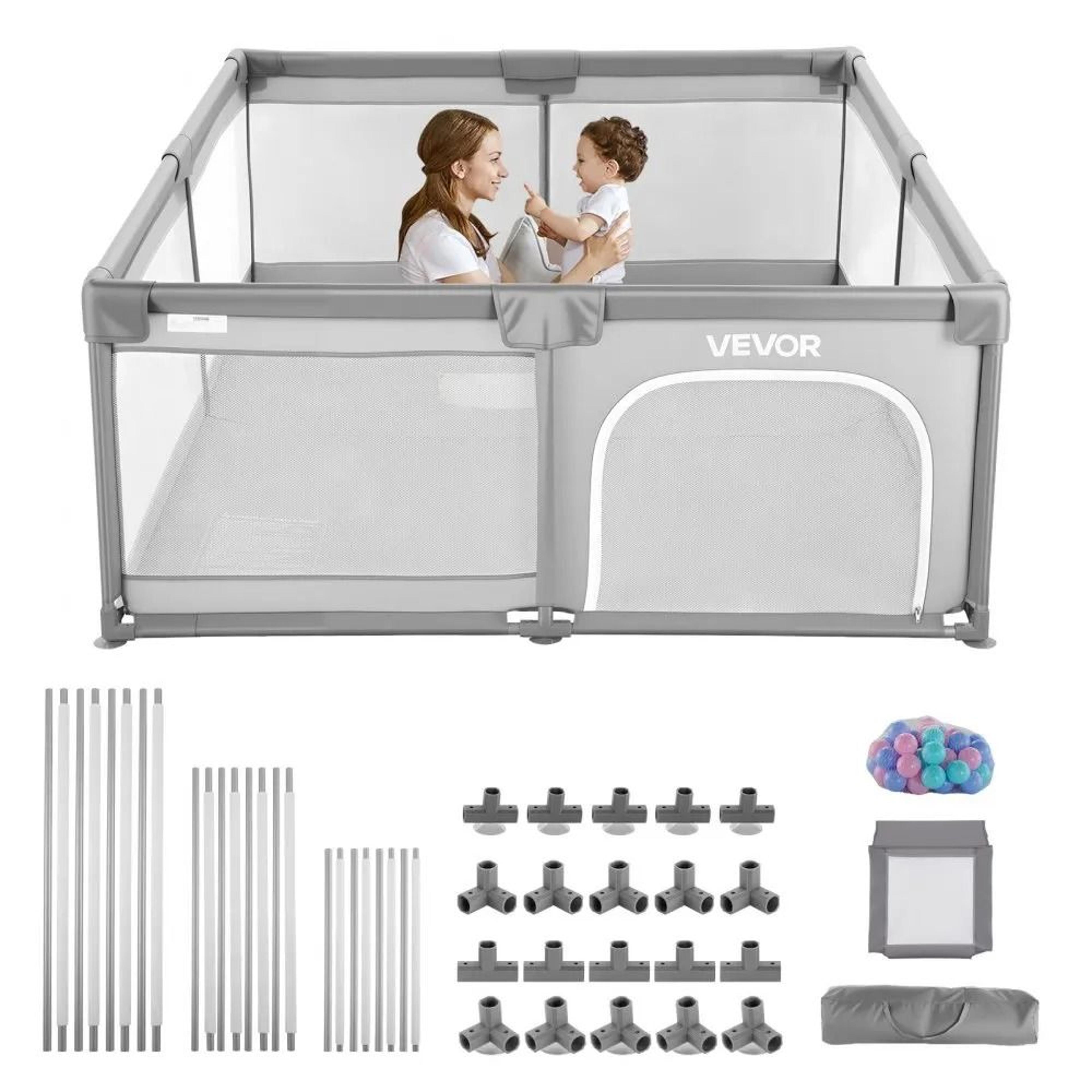 extra large baby playpen with mesh sides & ocean balls for indoor outdoor play