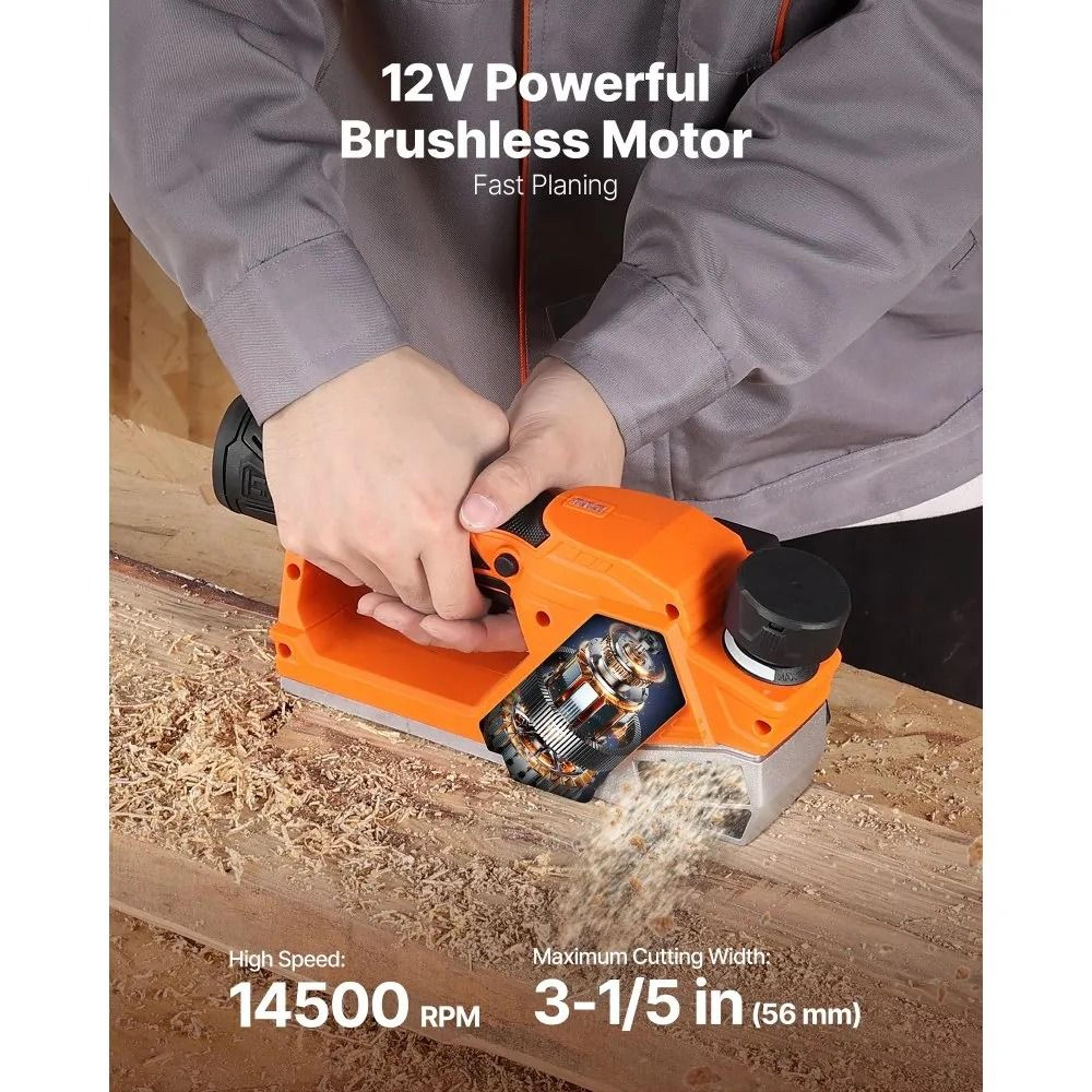 Cordless Handheld Wood Planer RPM Brushless Electric Planer With Adjustable Depth 1