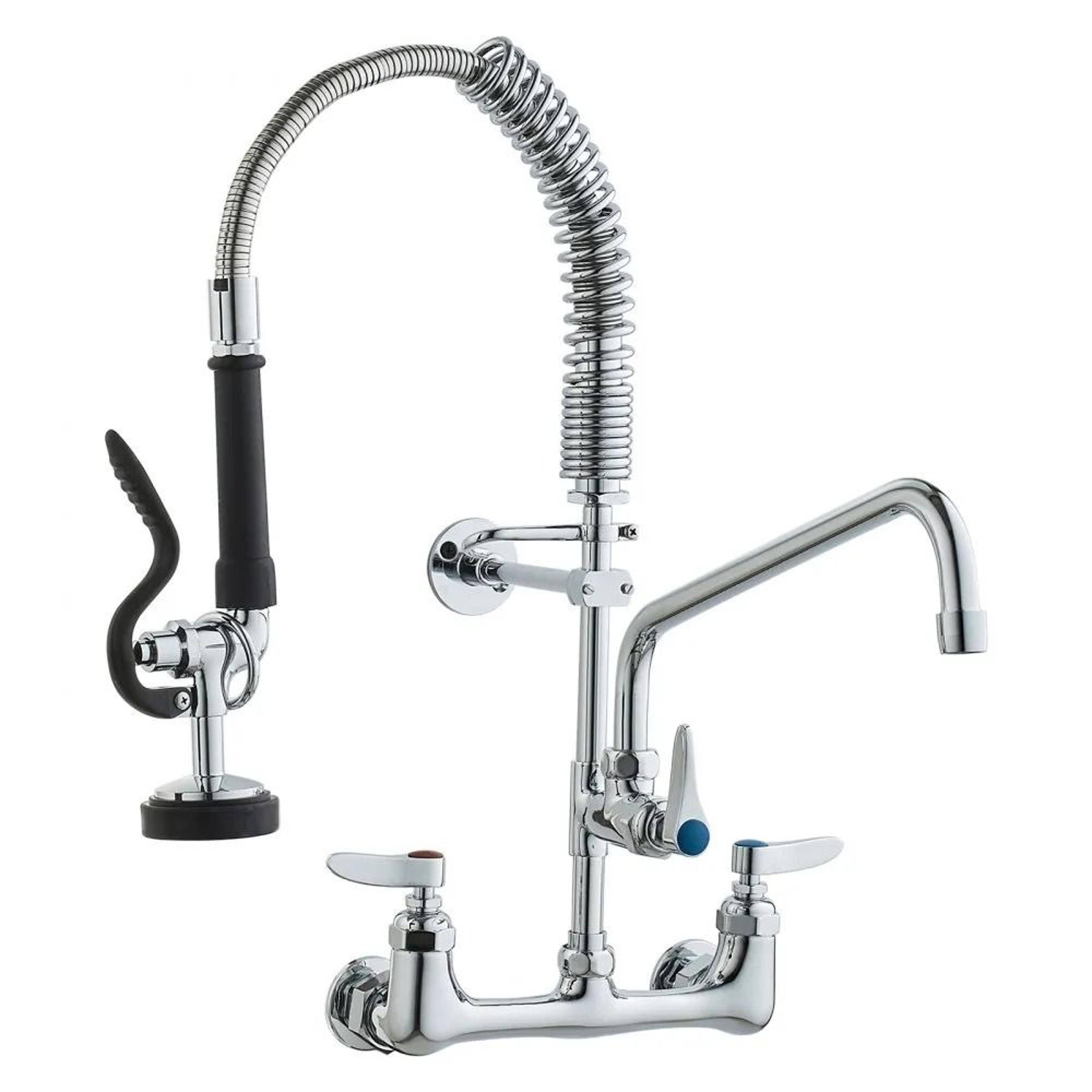 commercial pre rinse faucet with pull down sprayer and swing spout