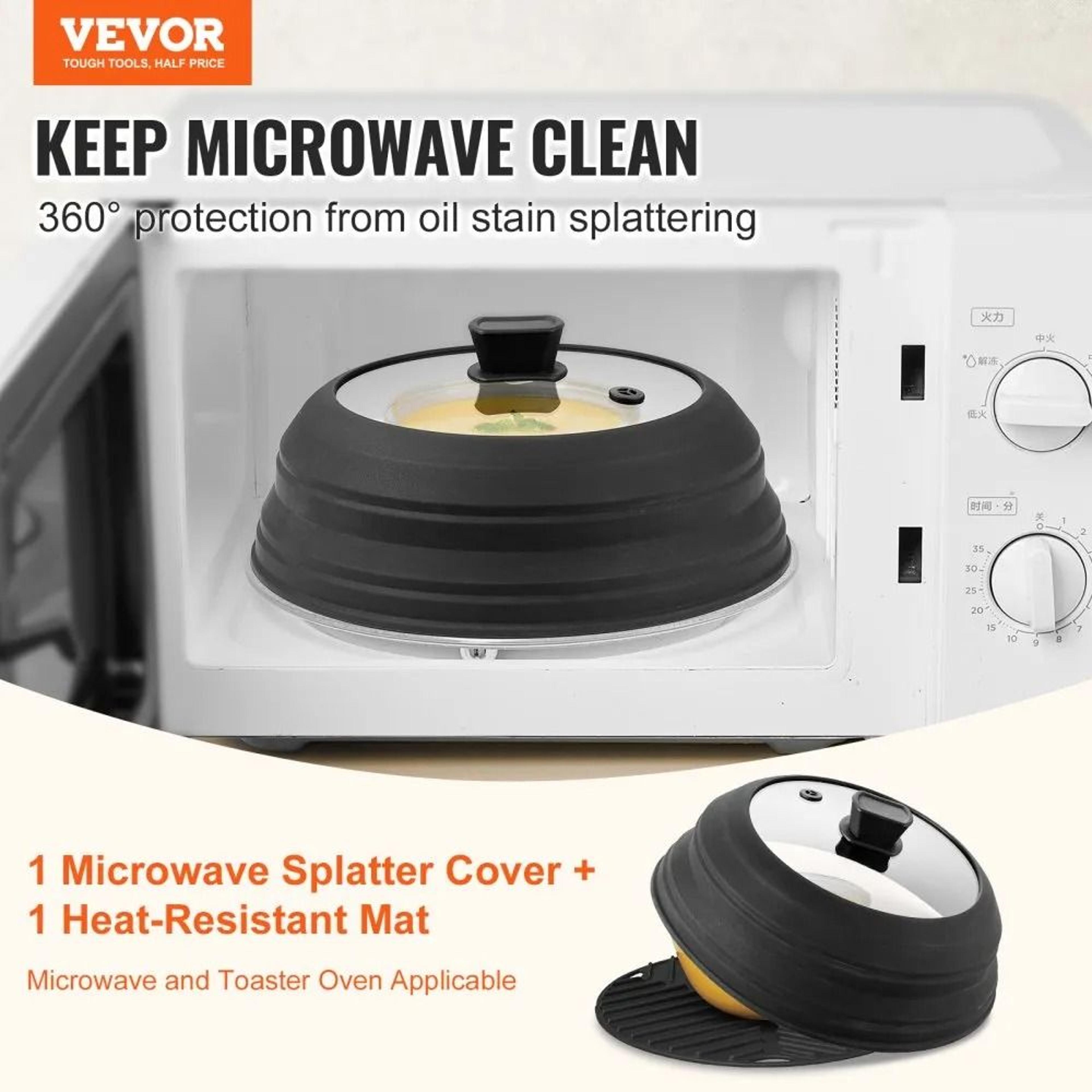 Collapsible Microwave Splatter Cover With Silicone Mat Heat Resistant Food Lid 4