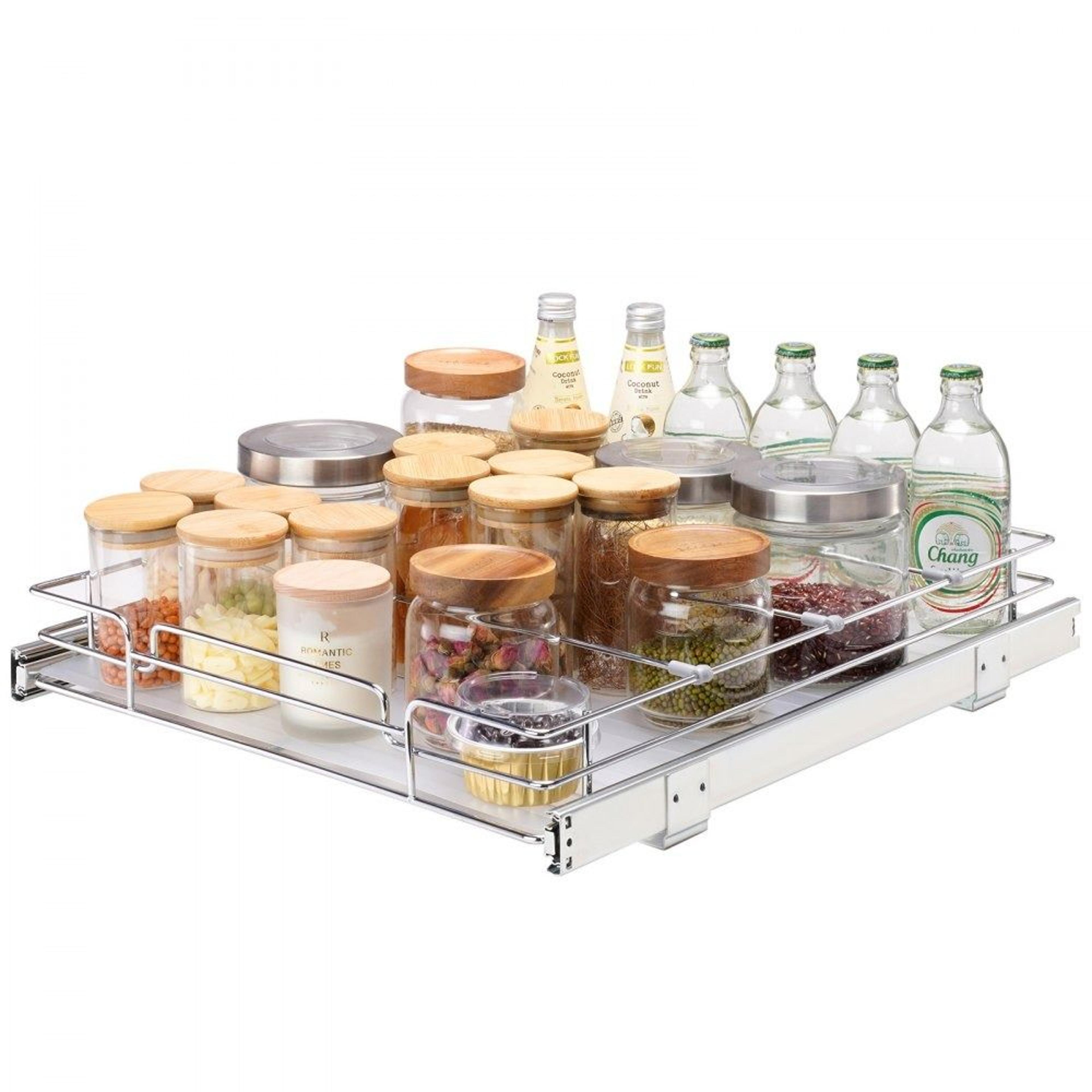 heavy duty pull out cabinet organizer with smooth slide pantry storage shelf