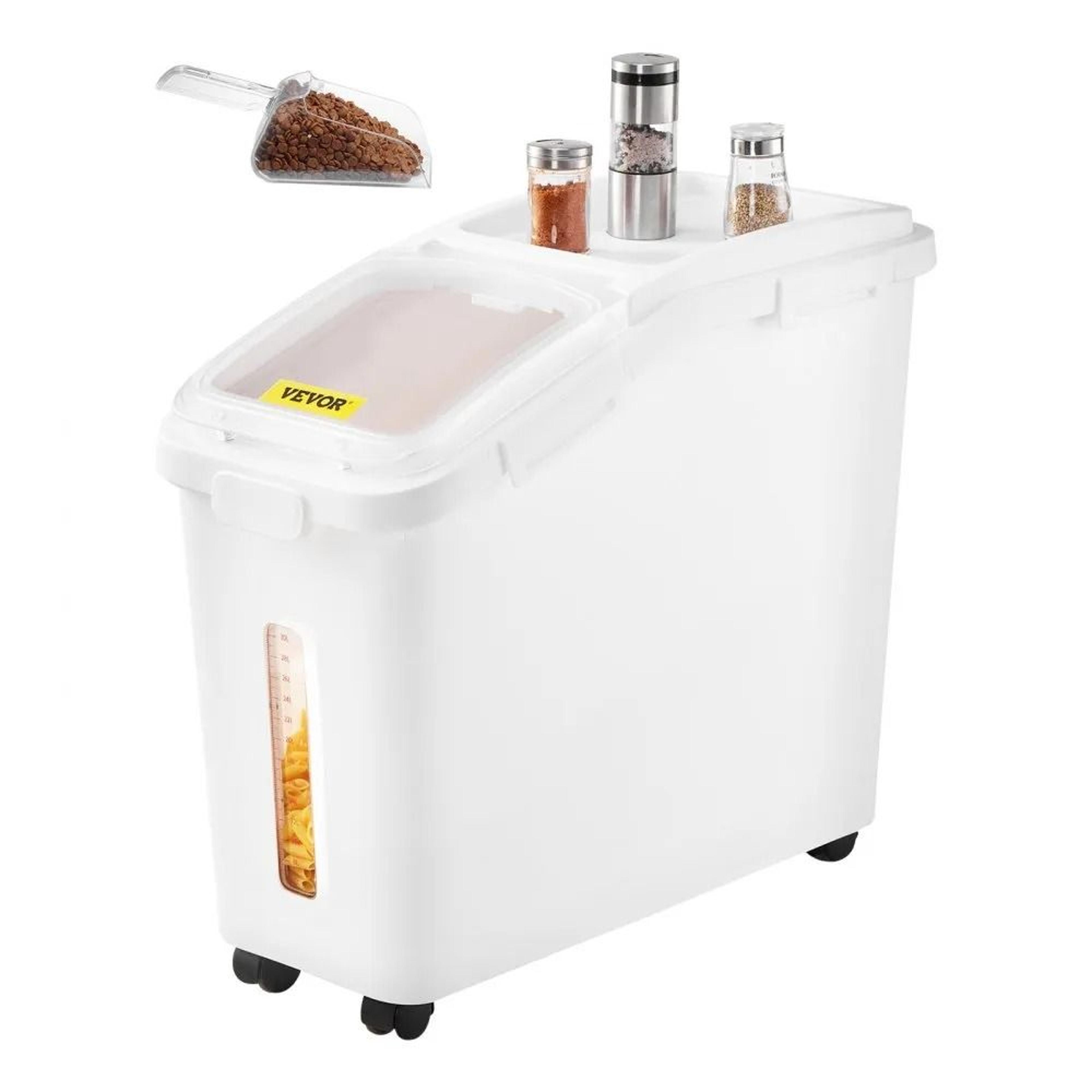 airtight rice storage container with wheels & scoop pet food storage bin