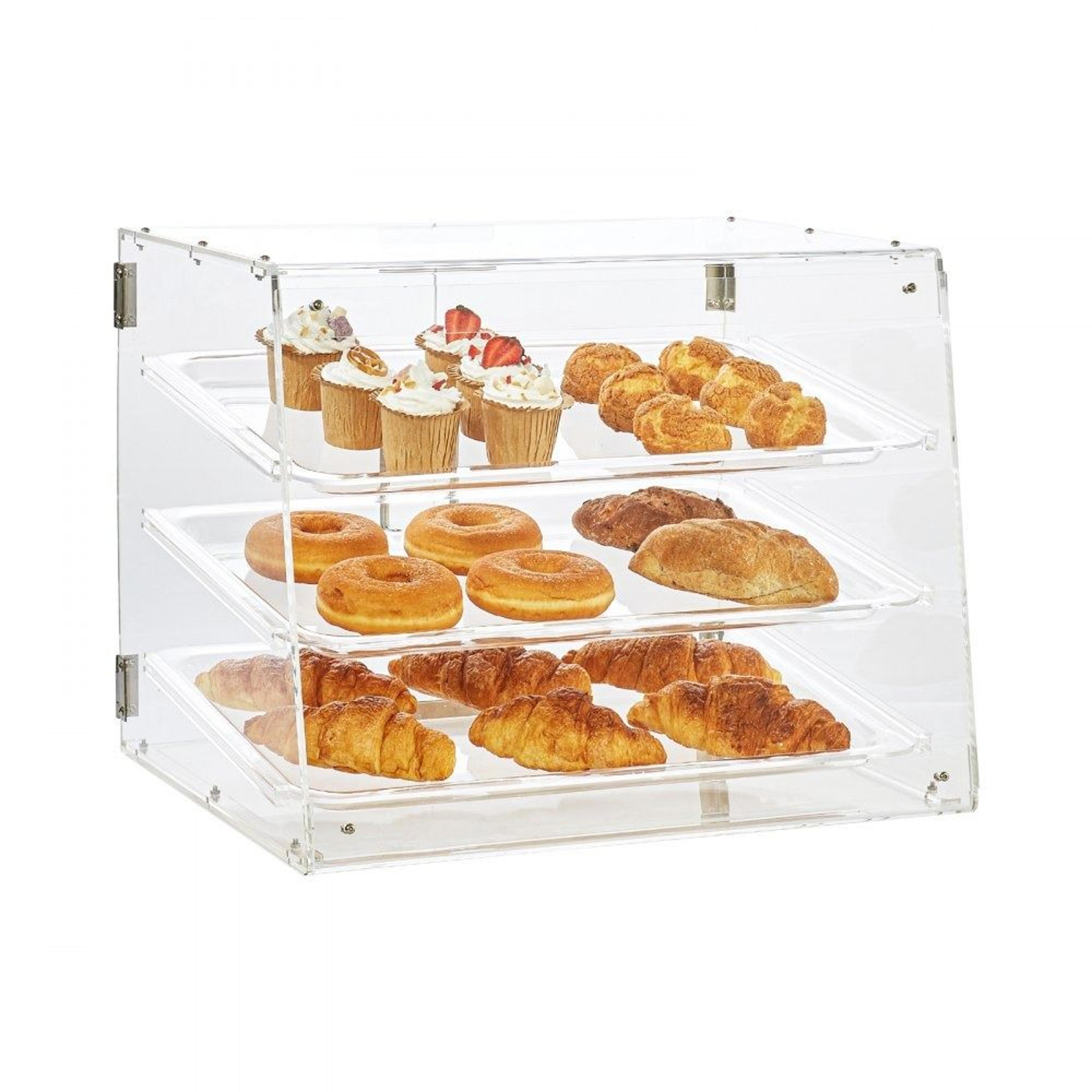 pastry display case with removable shelves and rear access doors