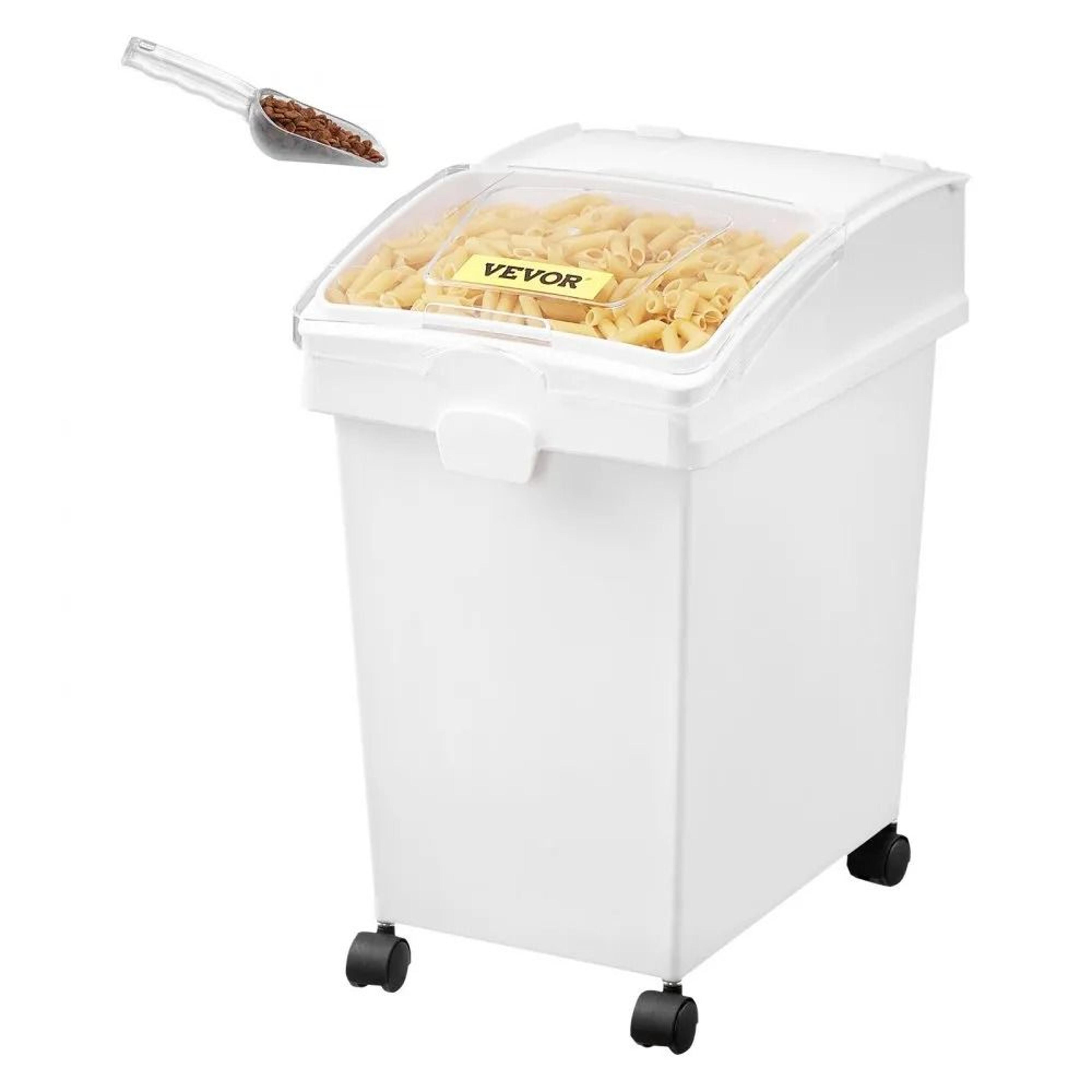 airtight food storage containers with wheels for rice, flour & pet food