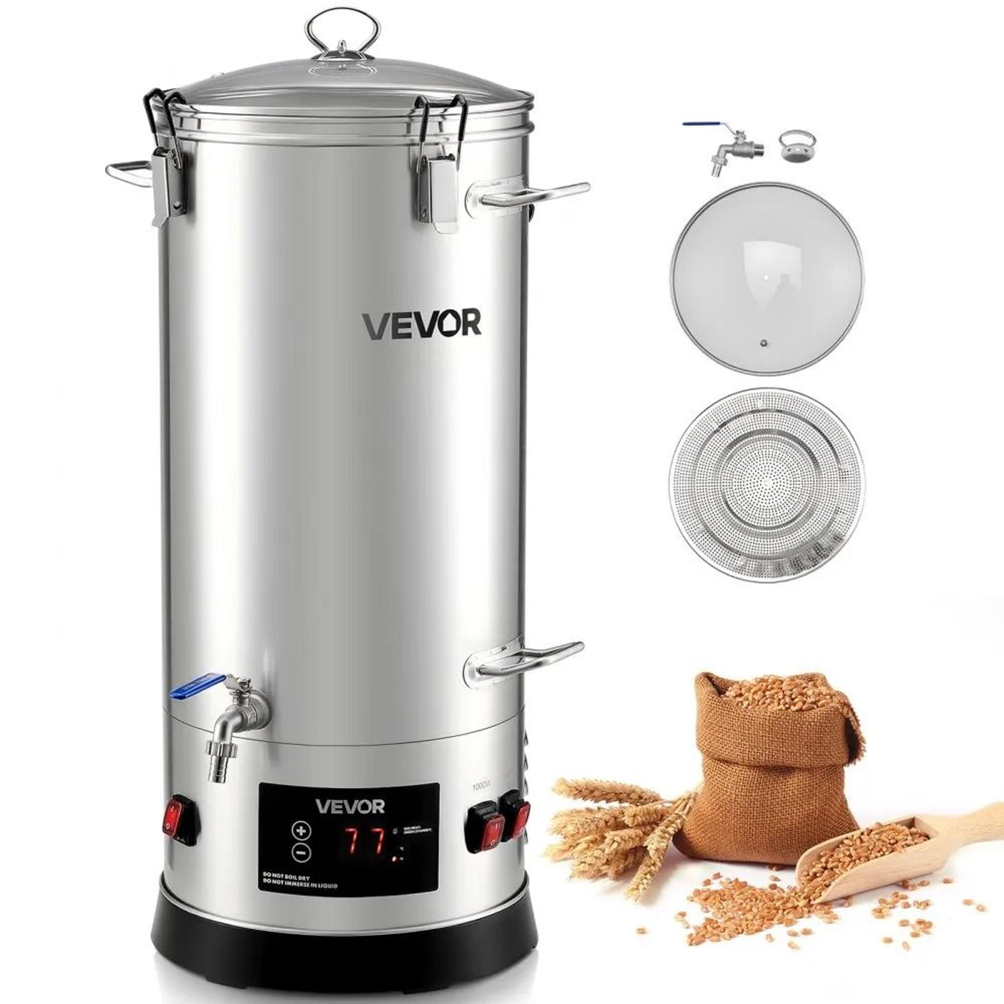 electric home beer brewing system with stainless steel mash & boil kettle