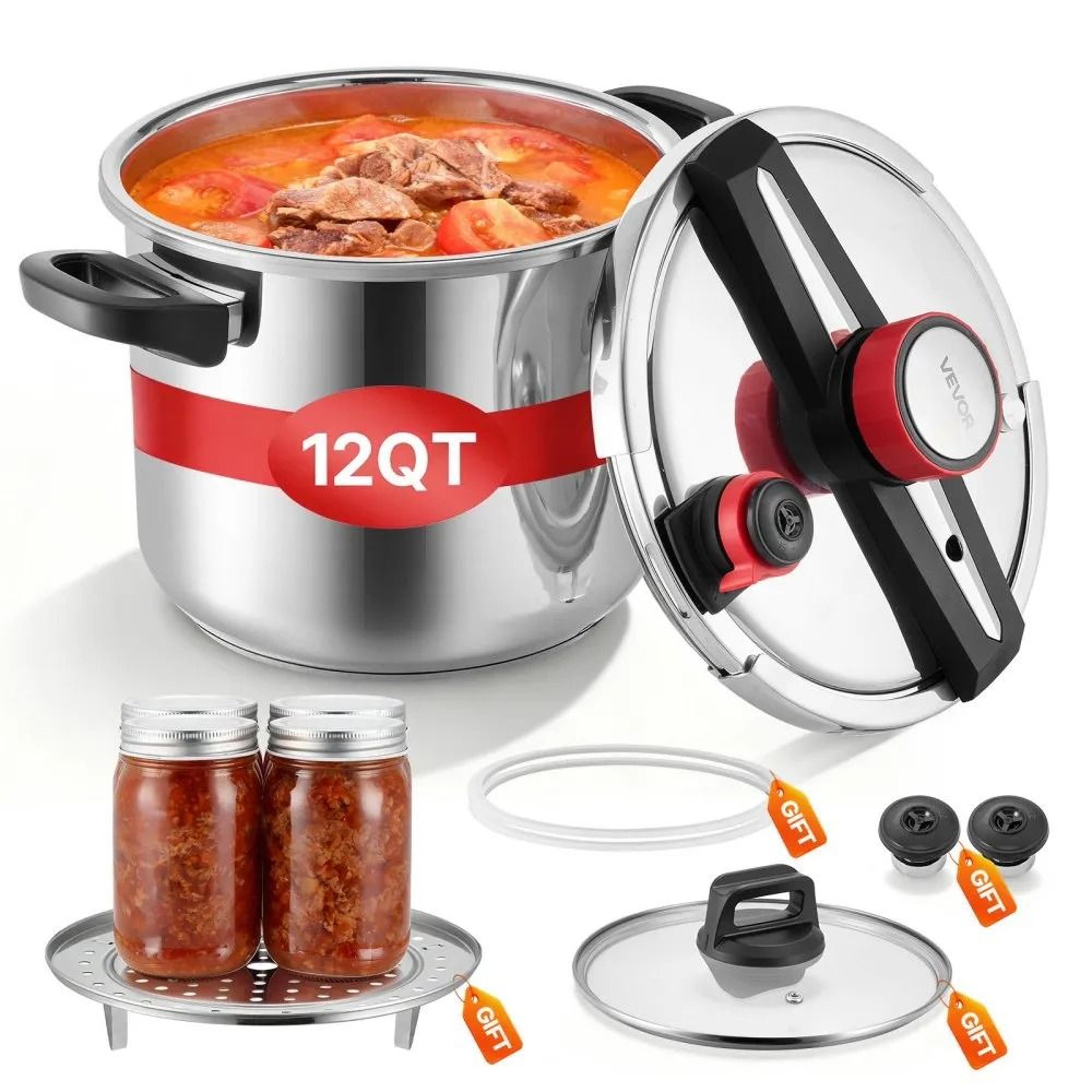 pressure cooker stainless steel pressure canner with steaming rack & glass lid