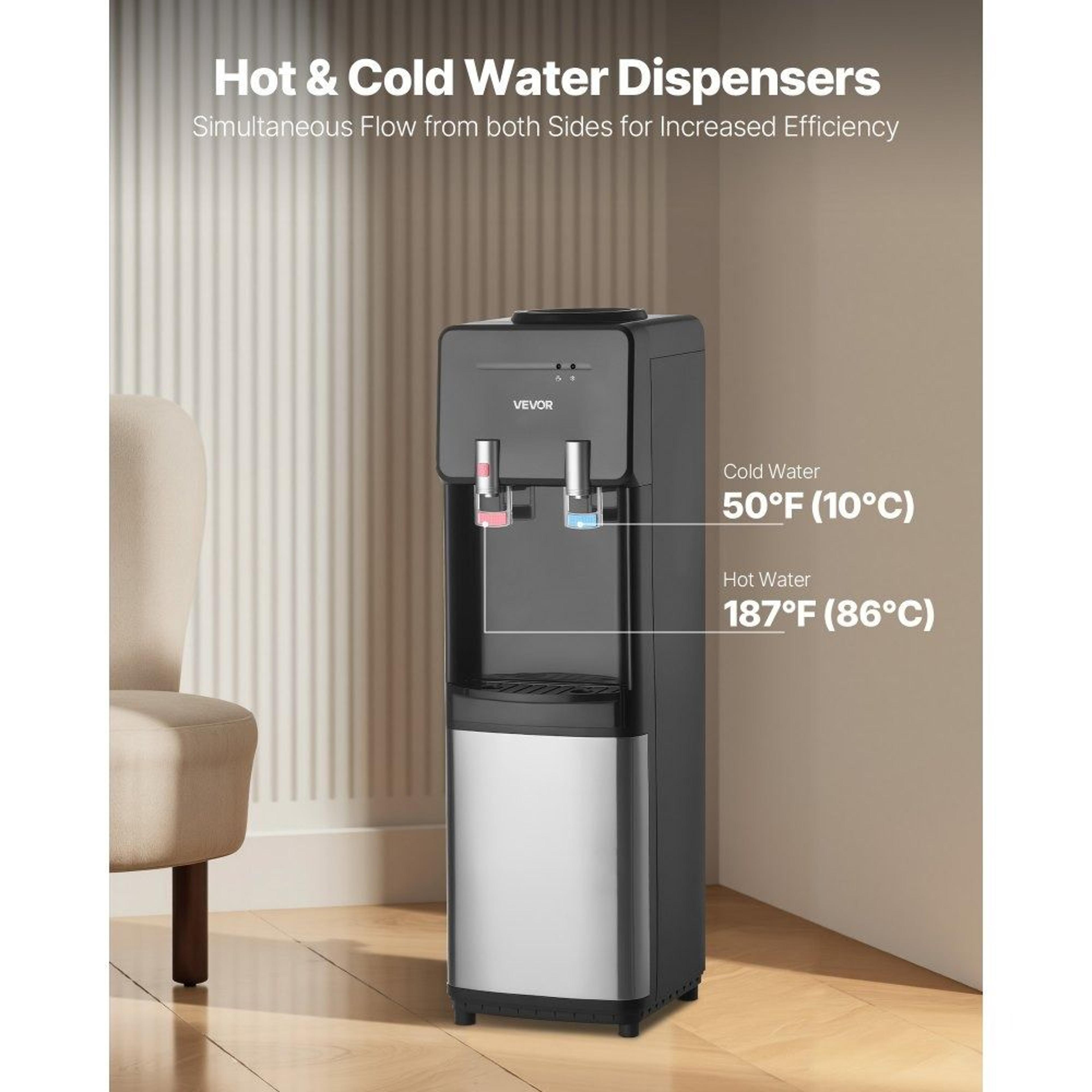 Top Loading Water Cooler Dispenser With Hot  Cold Stainless Steel Design For Home  Office 1
