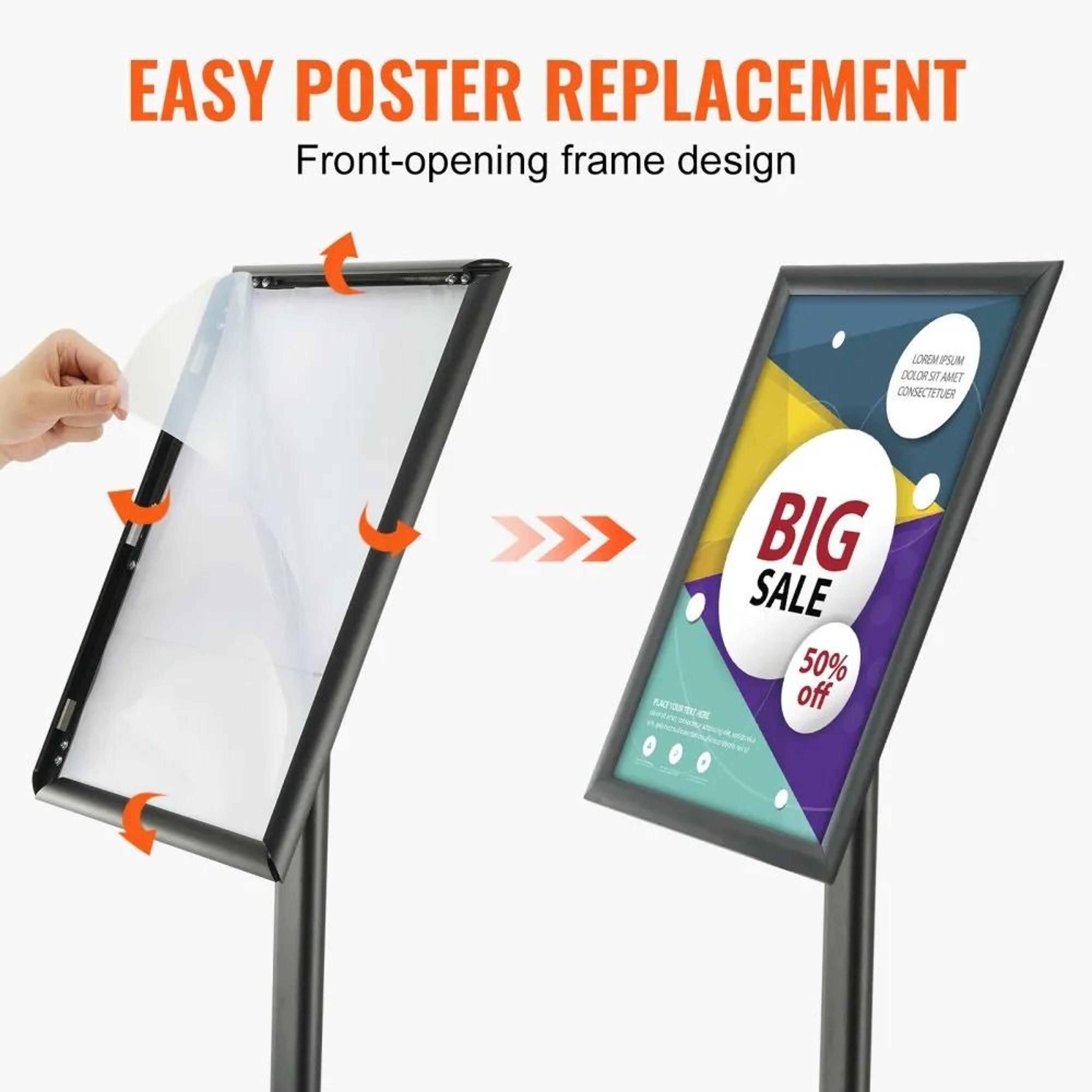 Adjustable Floor Sign Stand Heavy Duty Poster Display Holder With Metal Base 4