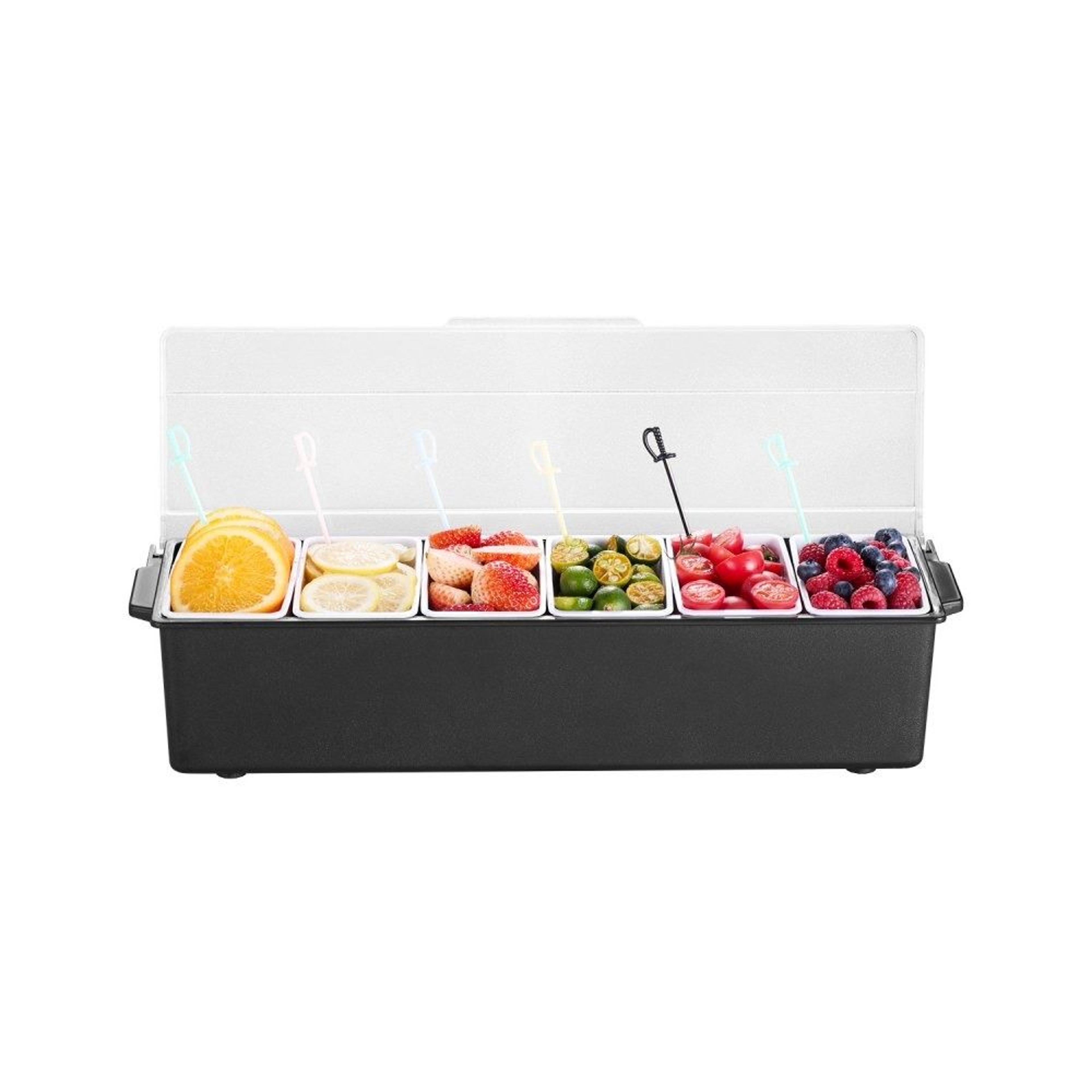 Ice Chilled Condiment Server Tray With Lid Compartment Garnish Caddy For Bar Taco Salad  Fruit 7