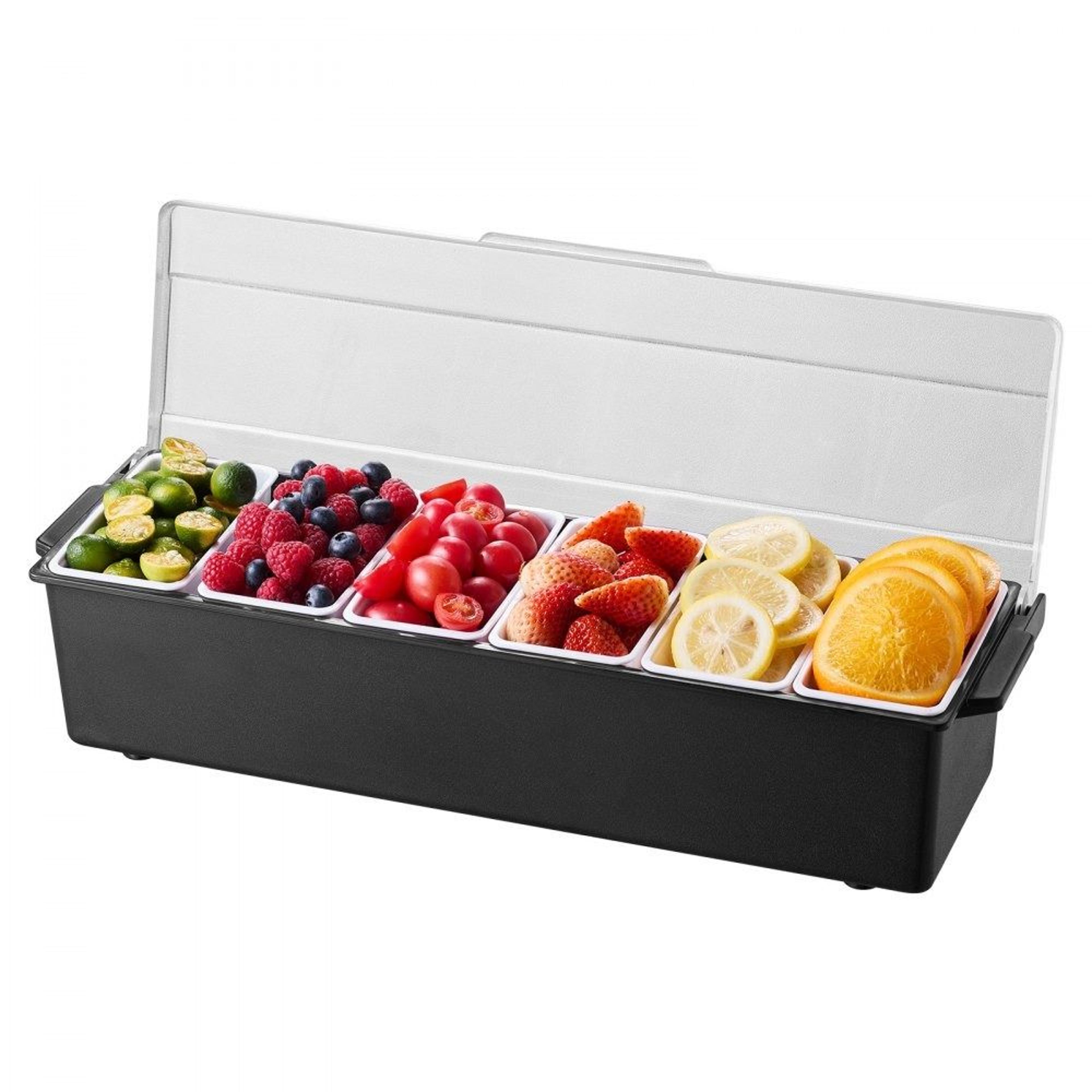 Ice Chilled Condiment Server Tray With Lid Compartment Garnish Caddy For Bar Taco Salad  Fruit 8