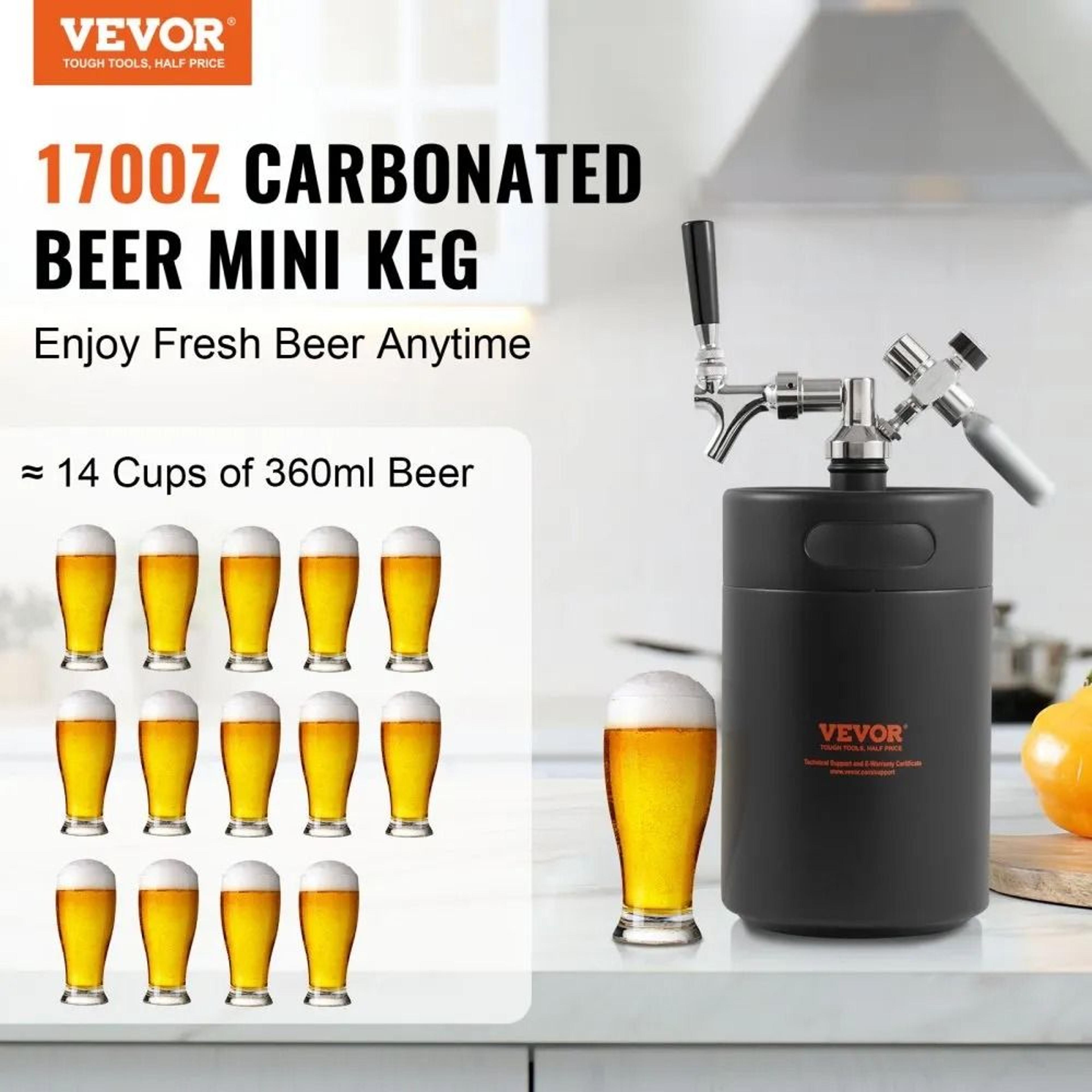 Beer Growler Tap System Stainless Steel Mini Keg With CO2 Regulator 1