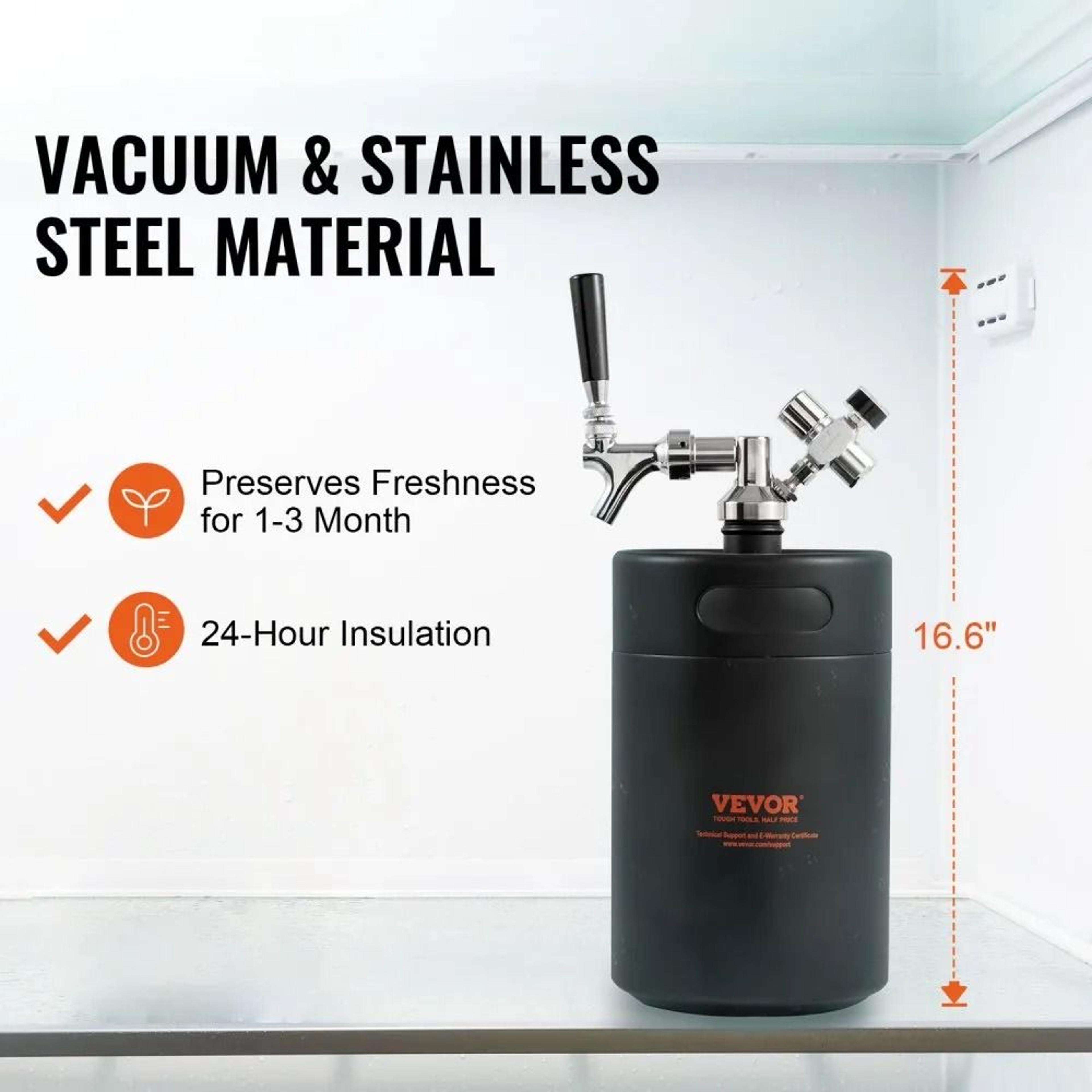 Beer Growler Tap System Stainless Steel Mini Keg With CO2 Regulator 4