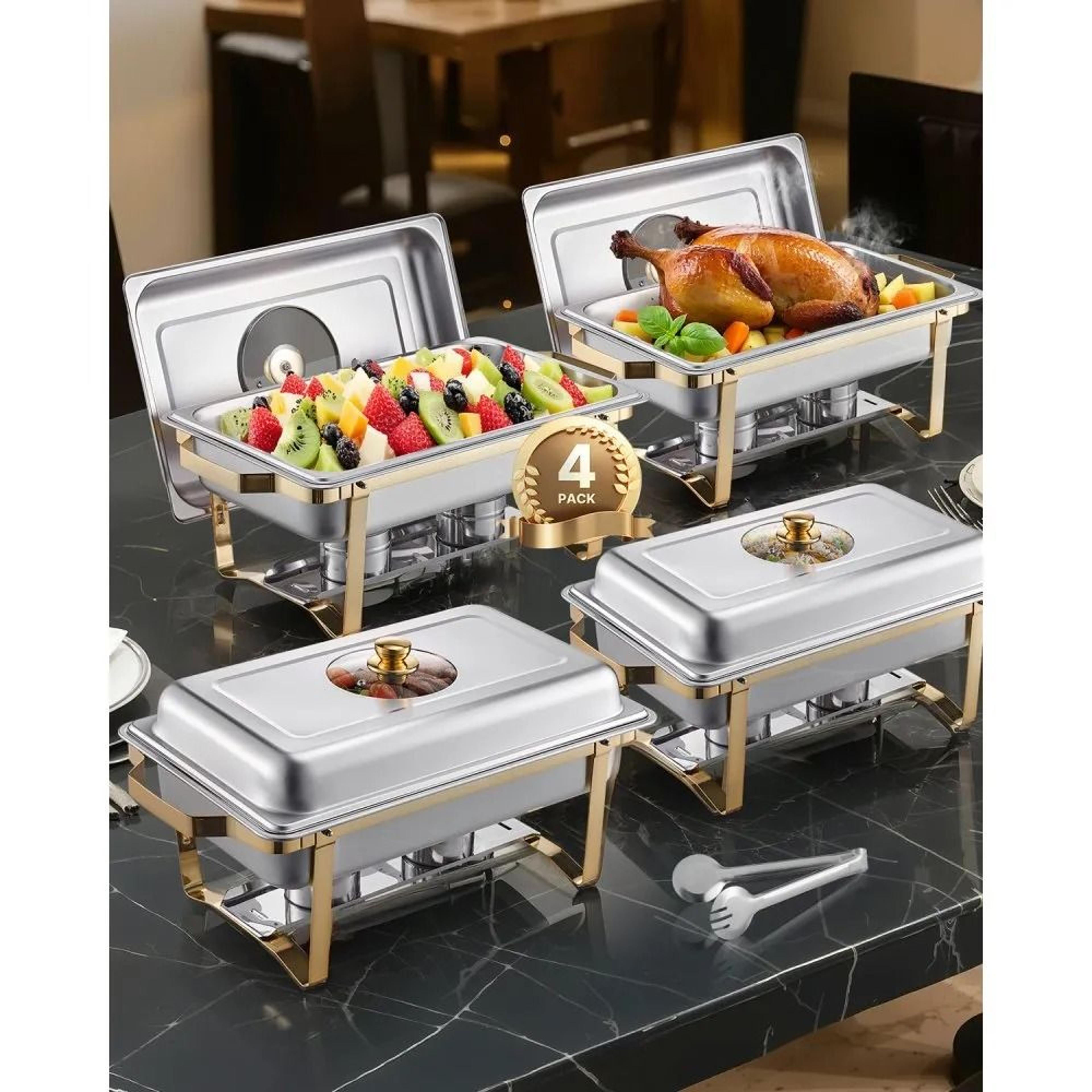 gold chafing dish buffet set stainless steel catering warmers with glass lids
