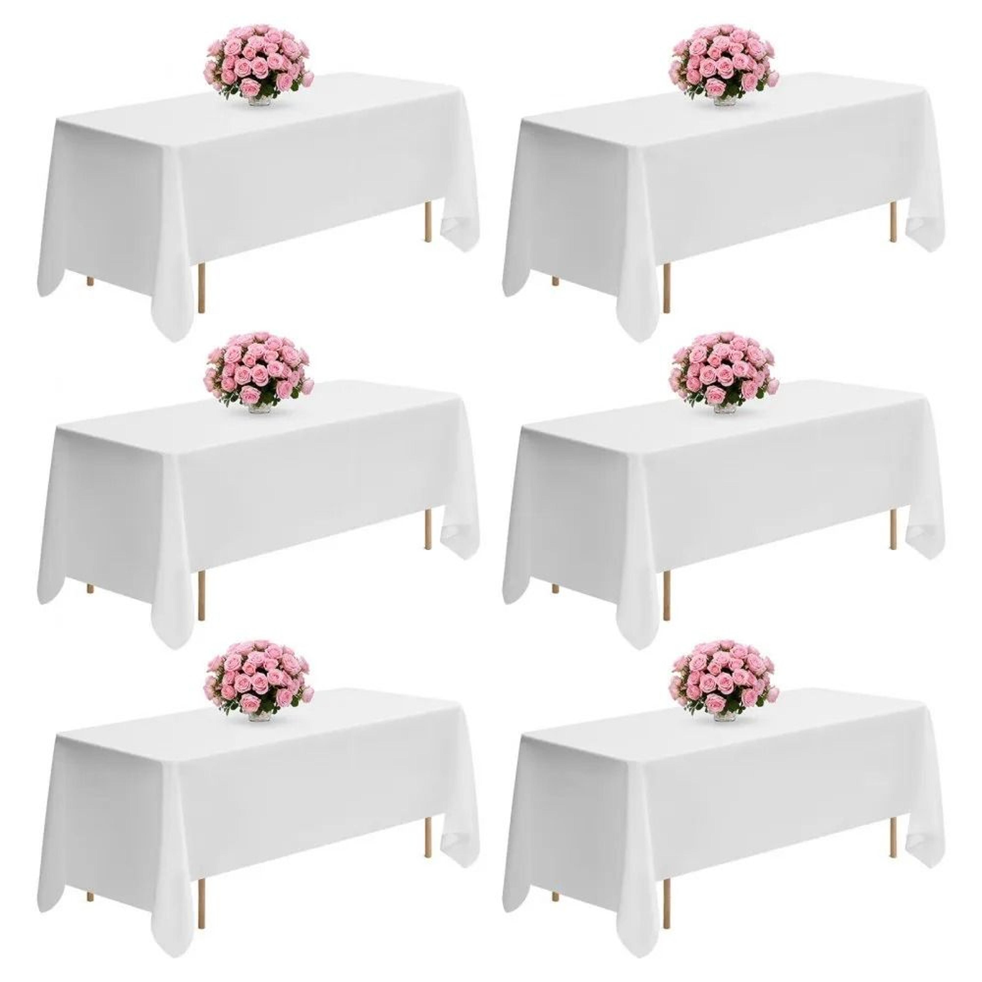 white rectangle tablecloth set wrinkle resistant polyester covers