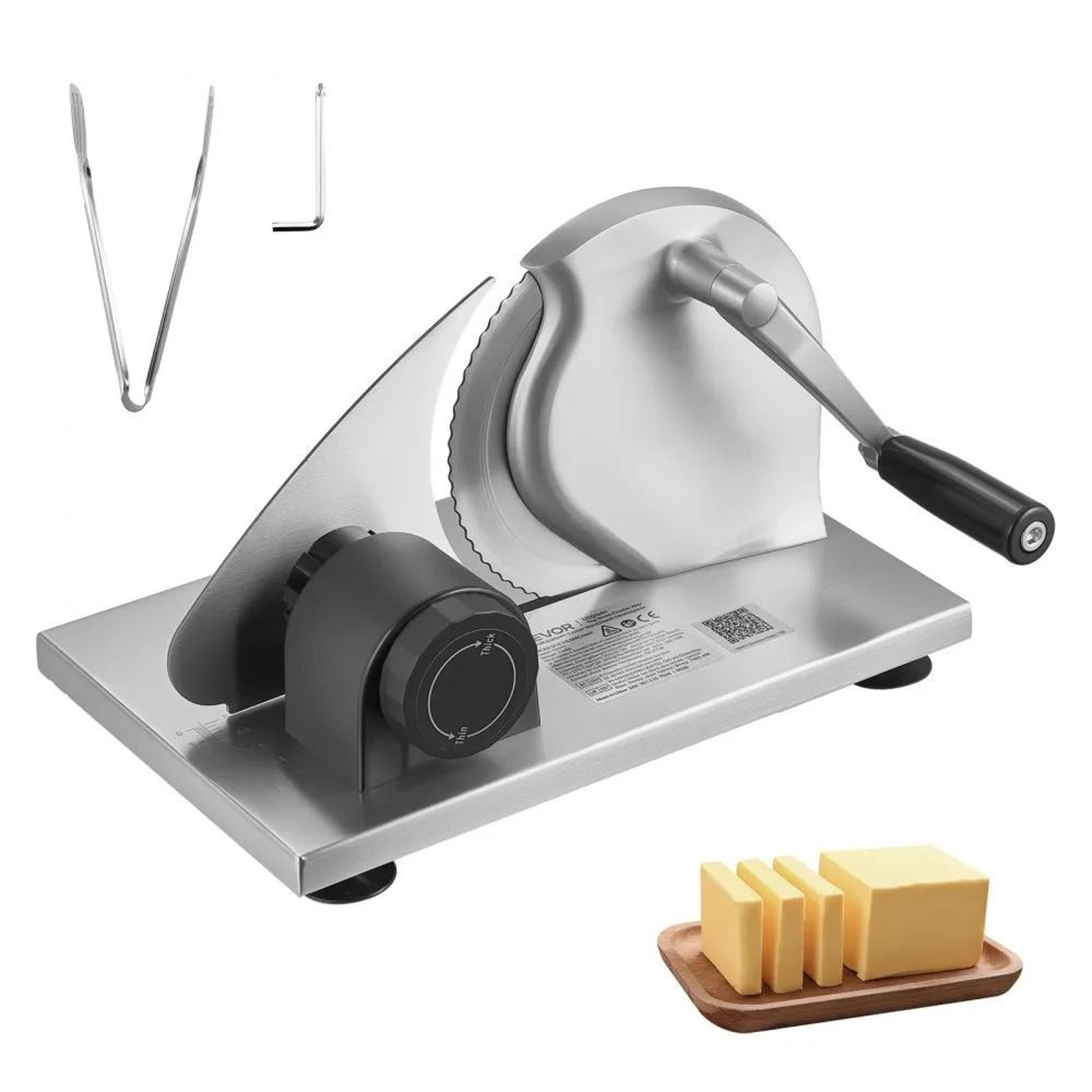 premium adjustable manual bread & cheese slicer with stainless steel cutter