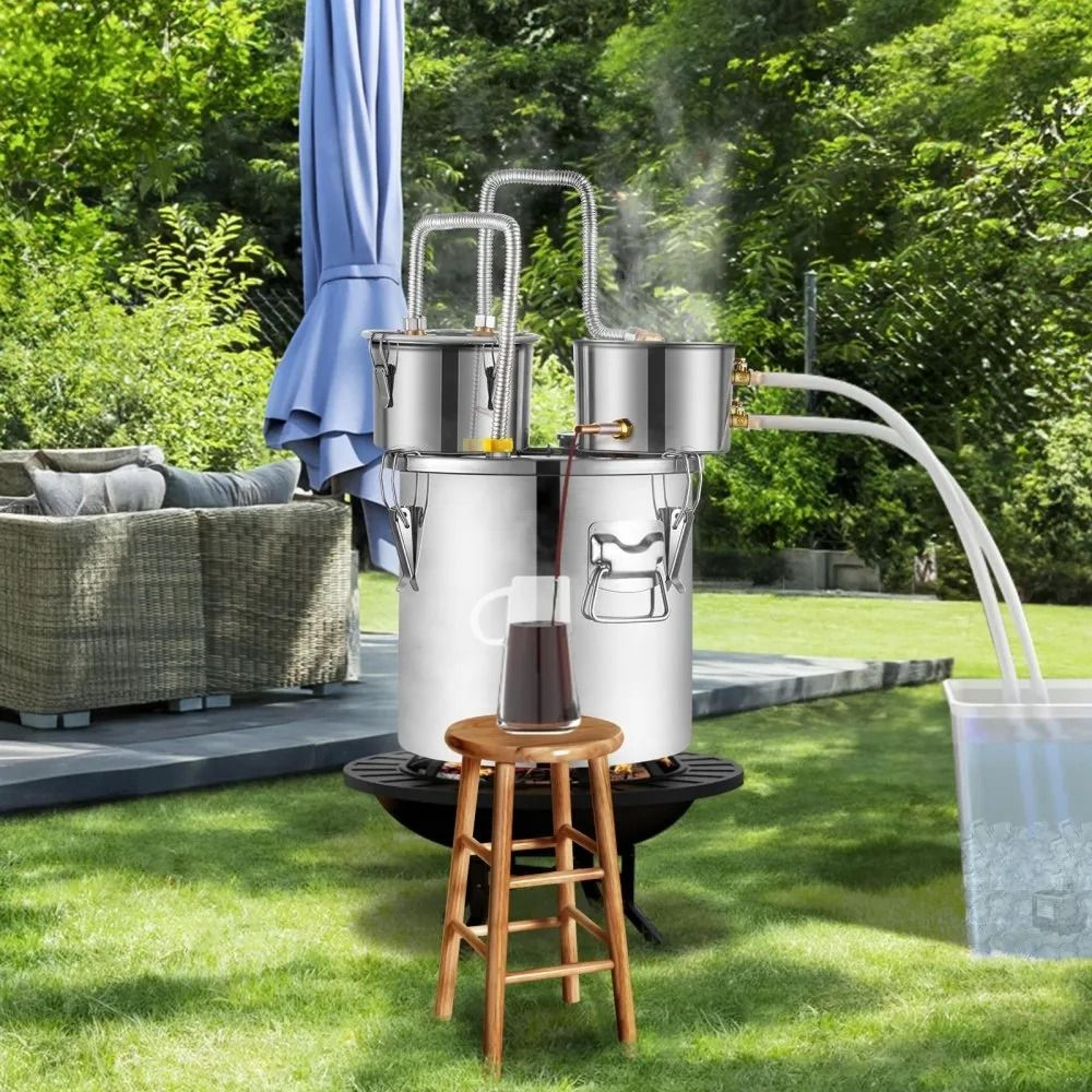 Alcohol Still With Thumper Keg  Copper Coil Dual Condenser Distiller Kit 6