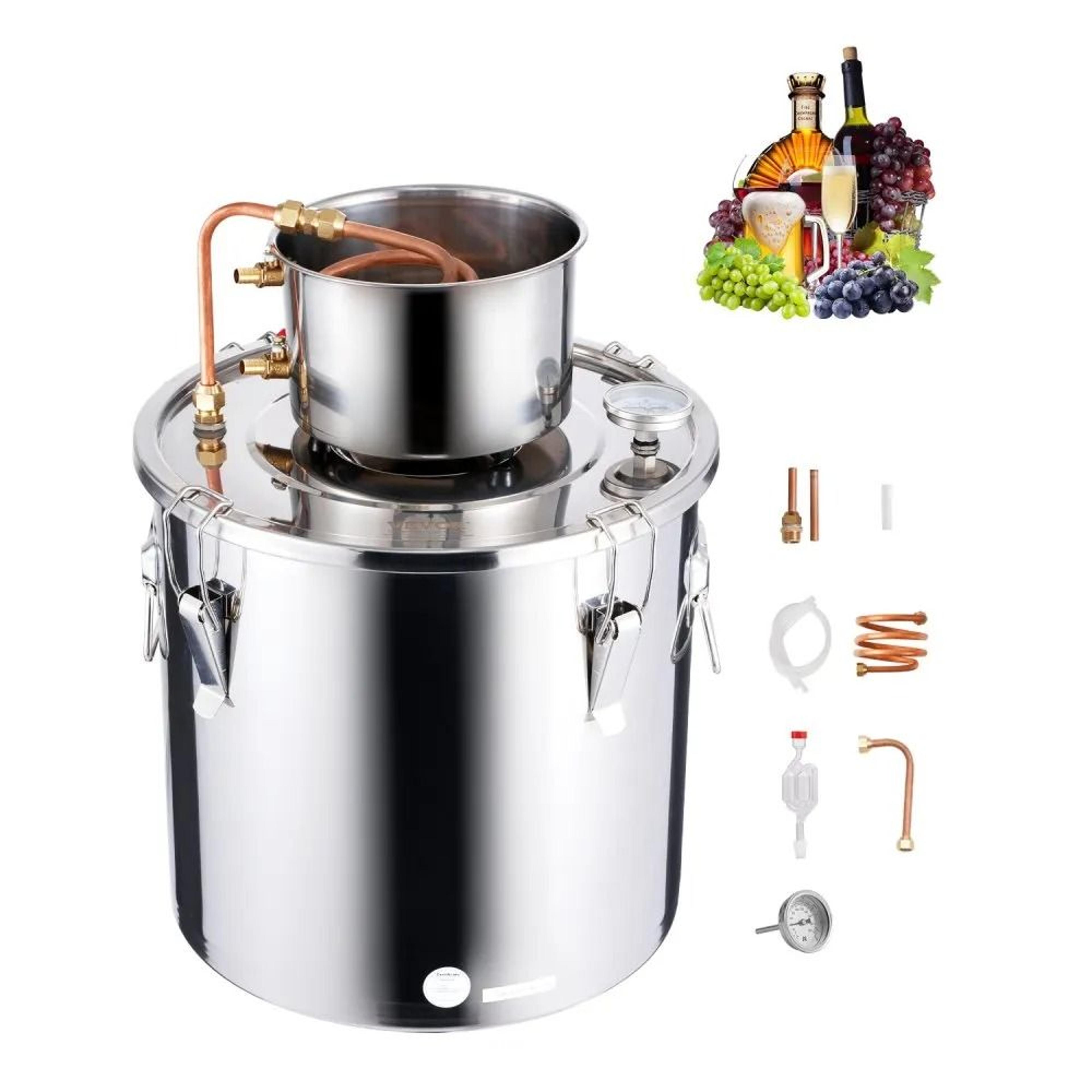 alcohol still with copper coil home distiller kit for whiskey wine & brandy