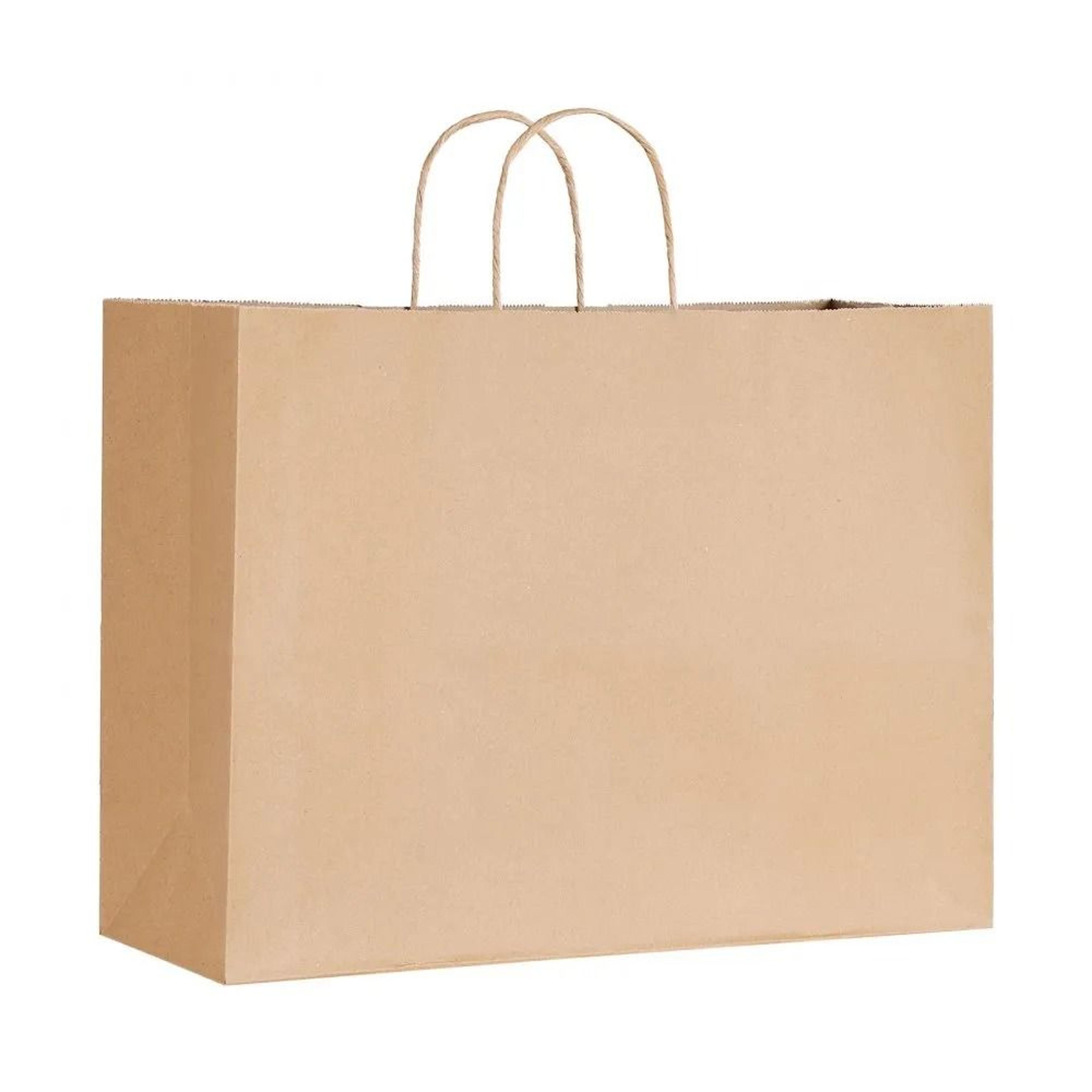 Large Kraft Paper Bags With Handles Reusable Brown Gift  Grocery Bags 10