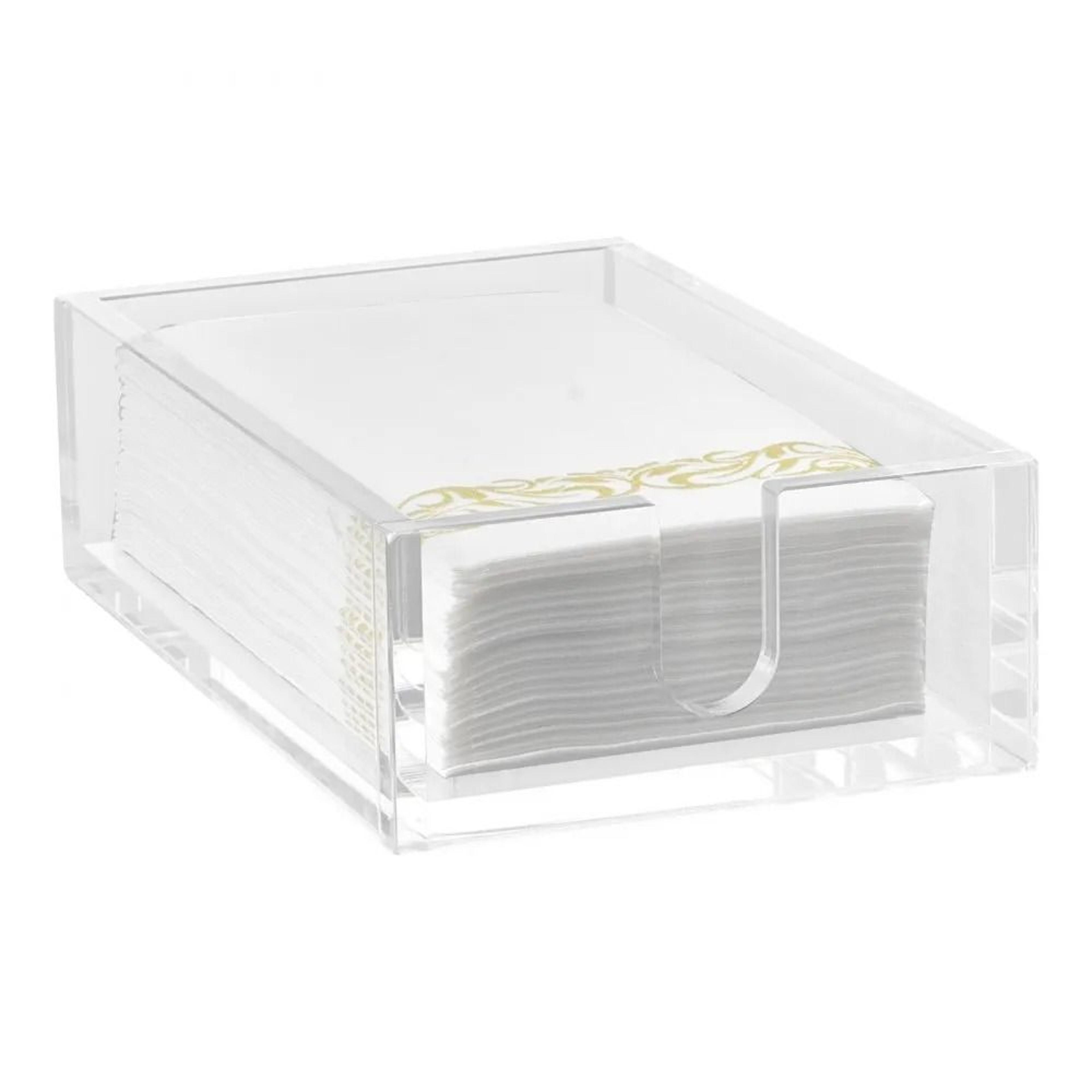 clear acrylic guest towel holder tray for bathroom vanity, kitchen counter & party napkins