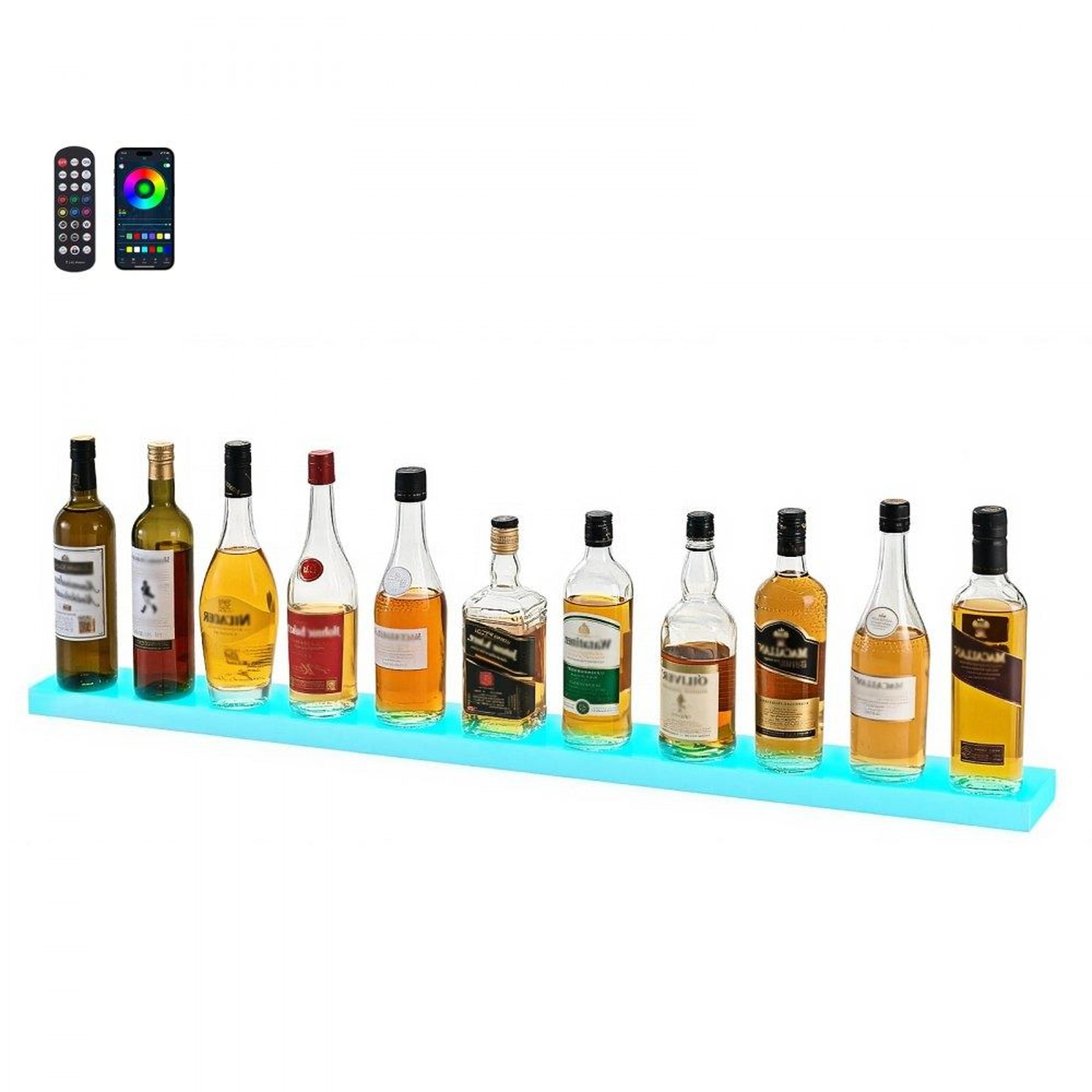 led liquor bottle display shelf with app control & music sync