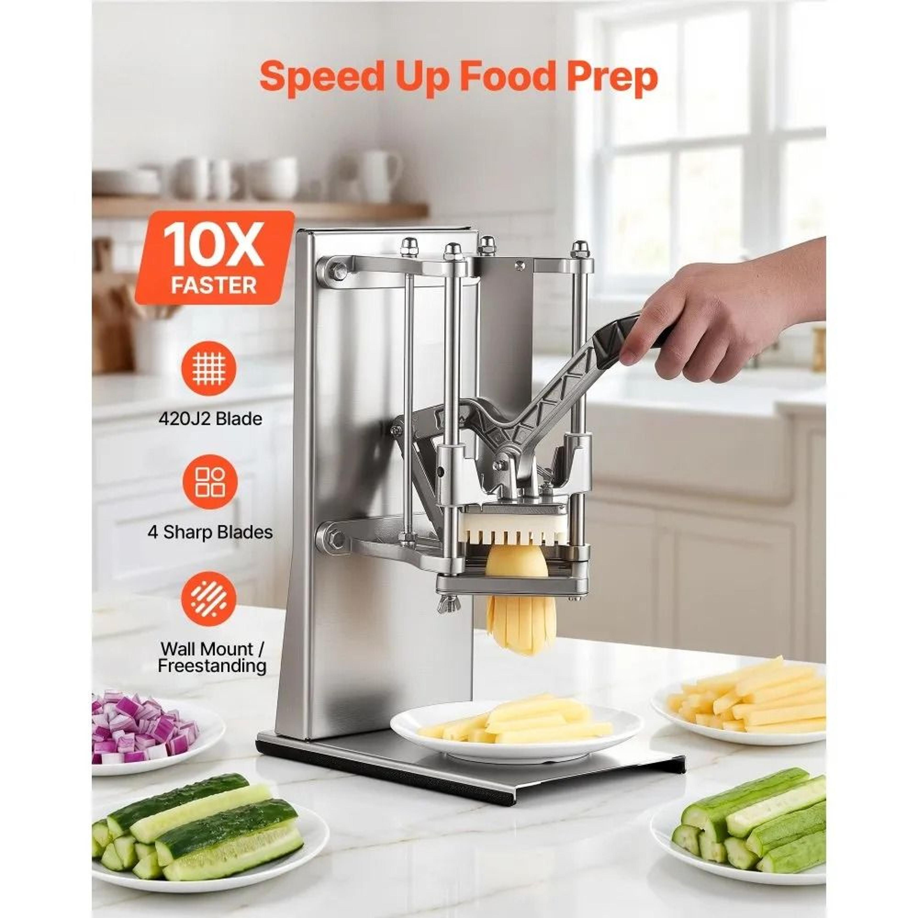 Heavy Duty Commercial French Fry Cutter  Vegetable Chopper With 4 Blades 5