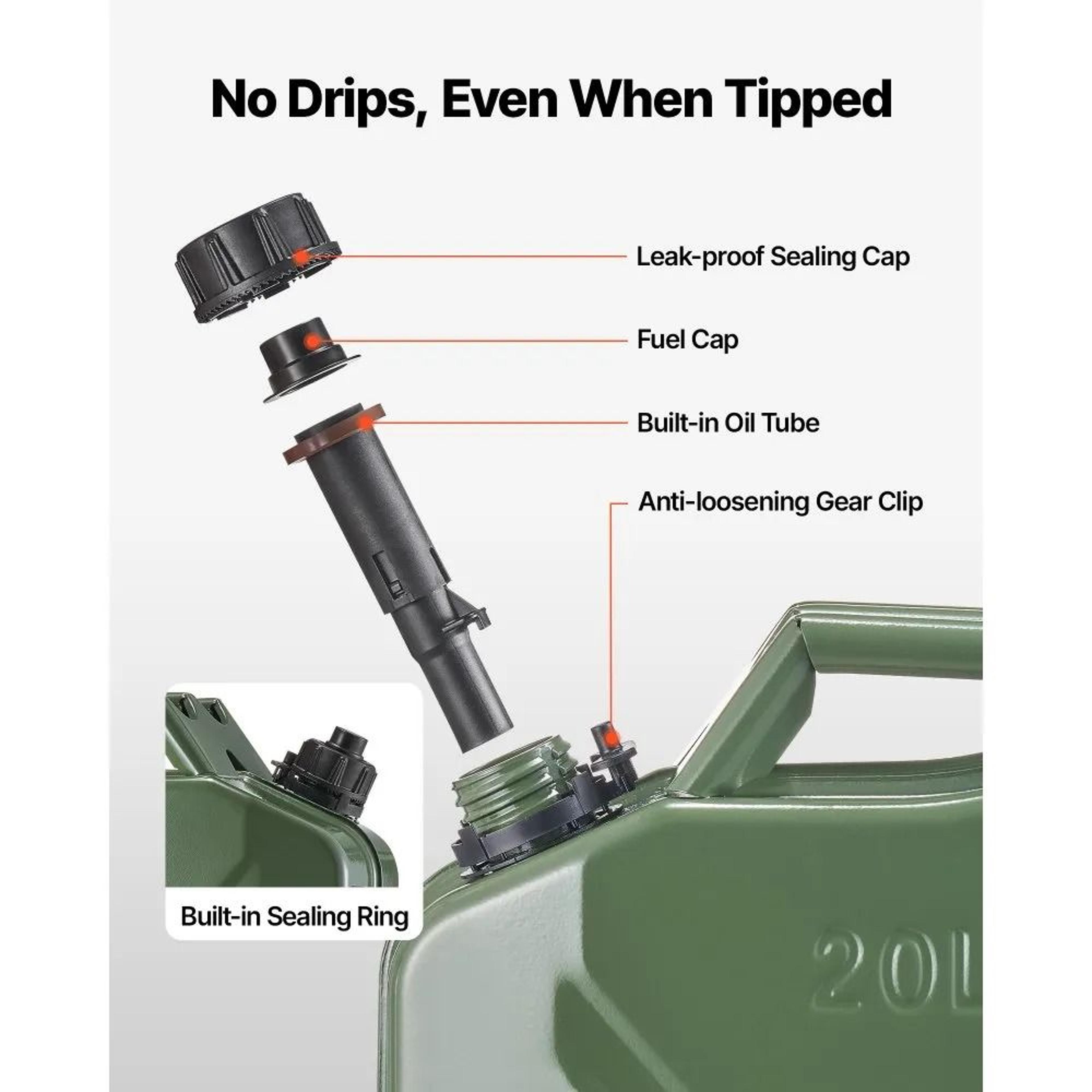 Metal Jerry Can Fuel Container With Leakproof Fast Flow Spout 6