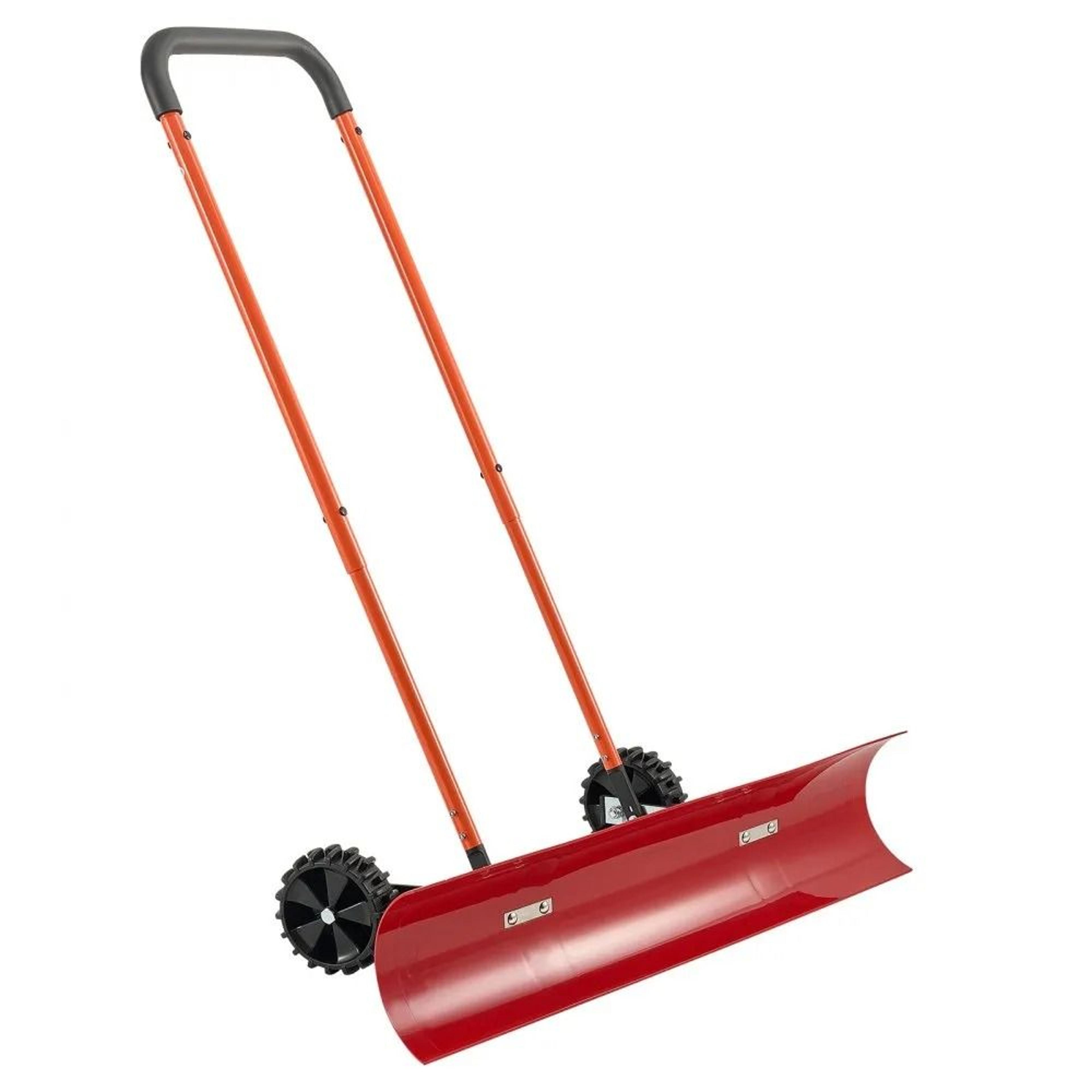 snow pusher shovel with wheels for driveway with adjustable handle