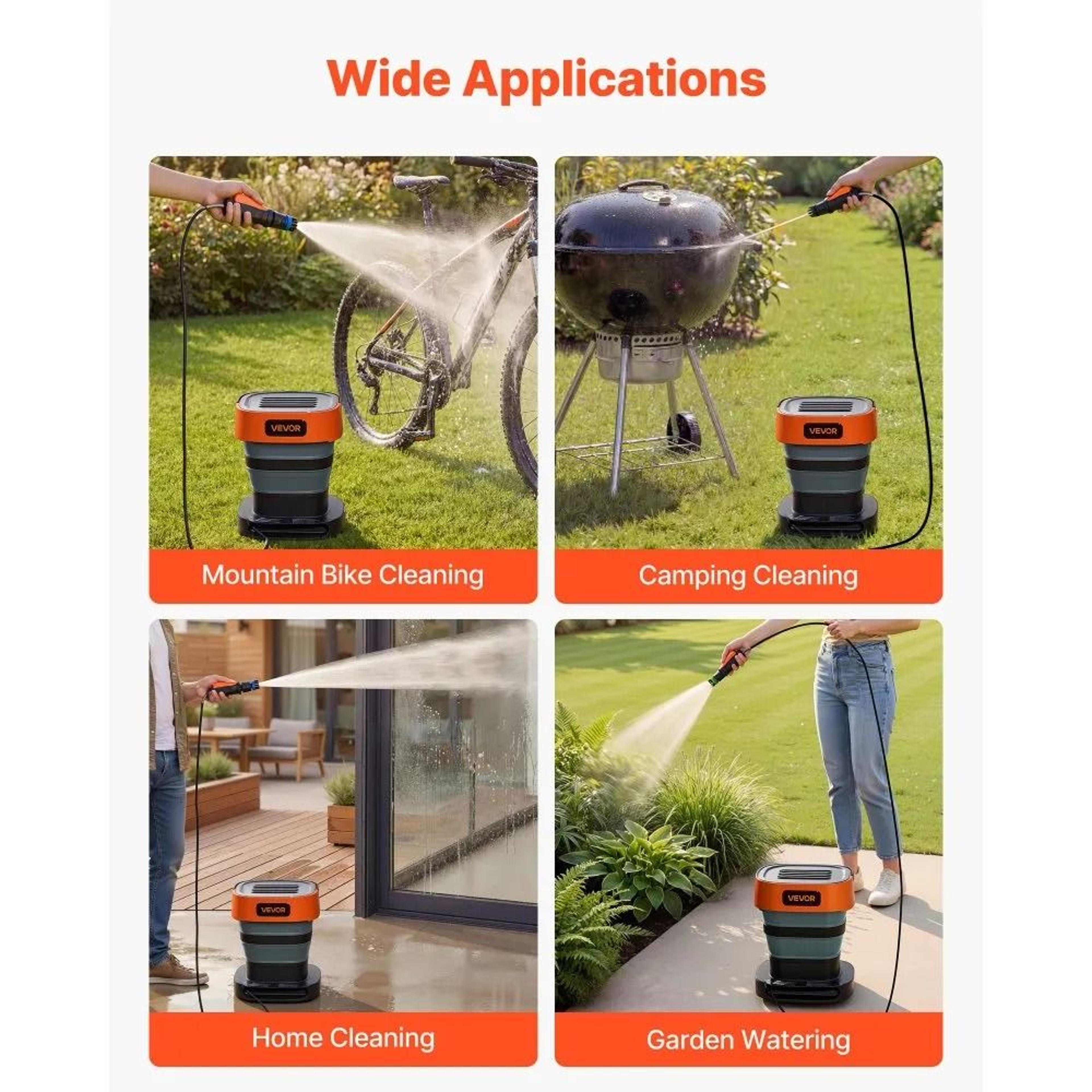 Portable Cordless Pressure Washer Foldable Power Washer For Bike Cleaning  Outdoor Use 5