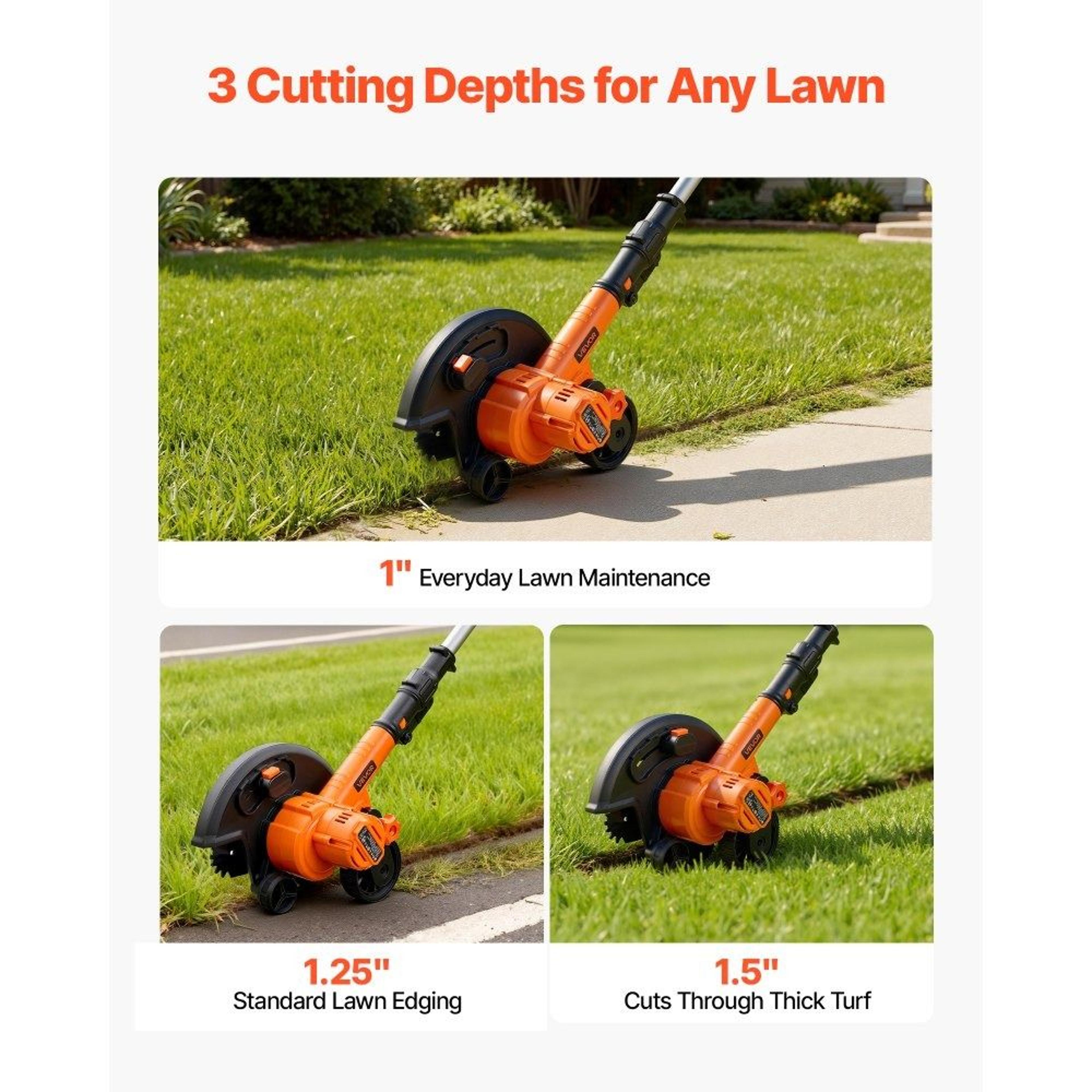 Premium Battery Powered Lawn Edger With Blade  Adjustable Depth 5