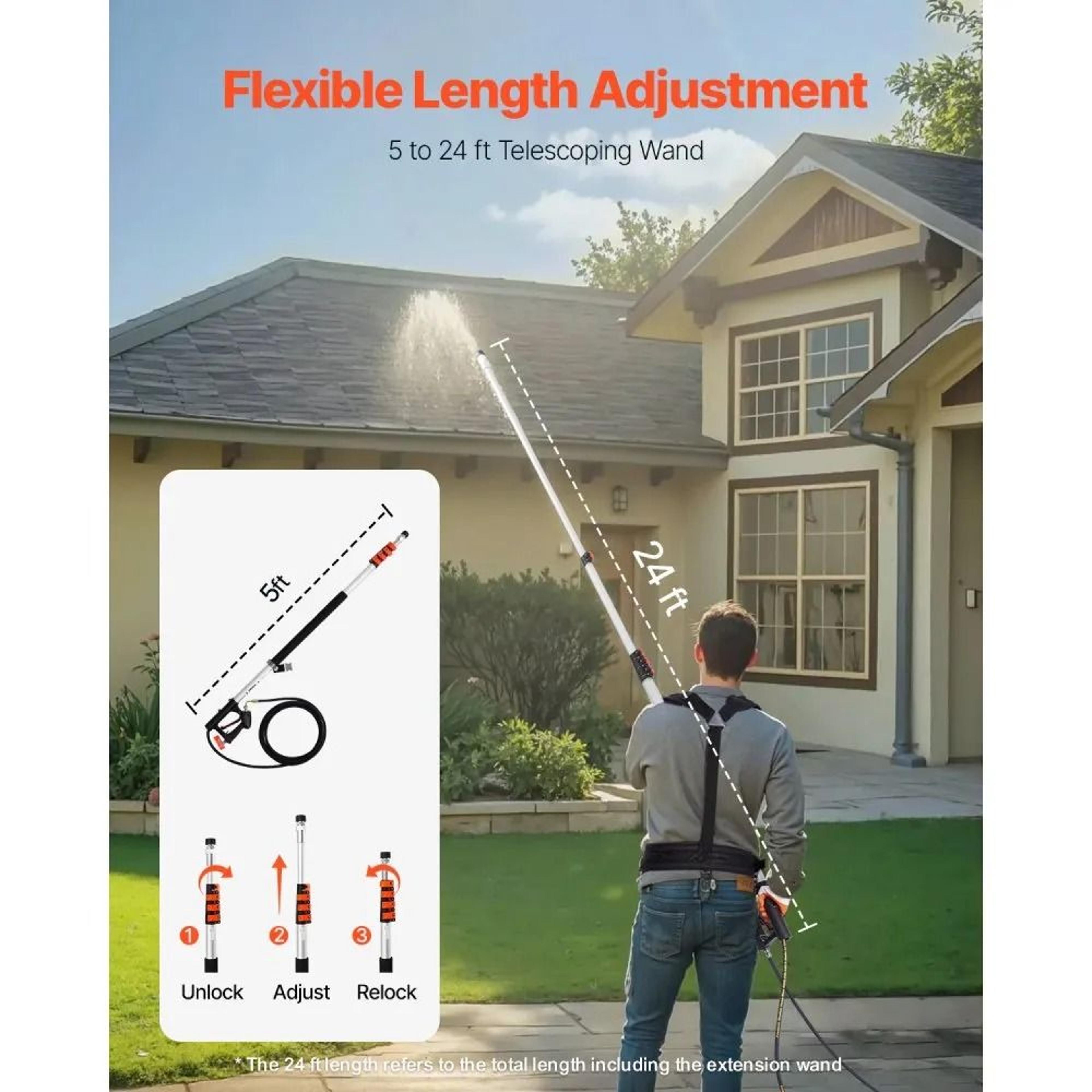 Telescopic Pressure Washer Wand With Brush Head  Gutter Cleaner 2