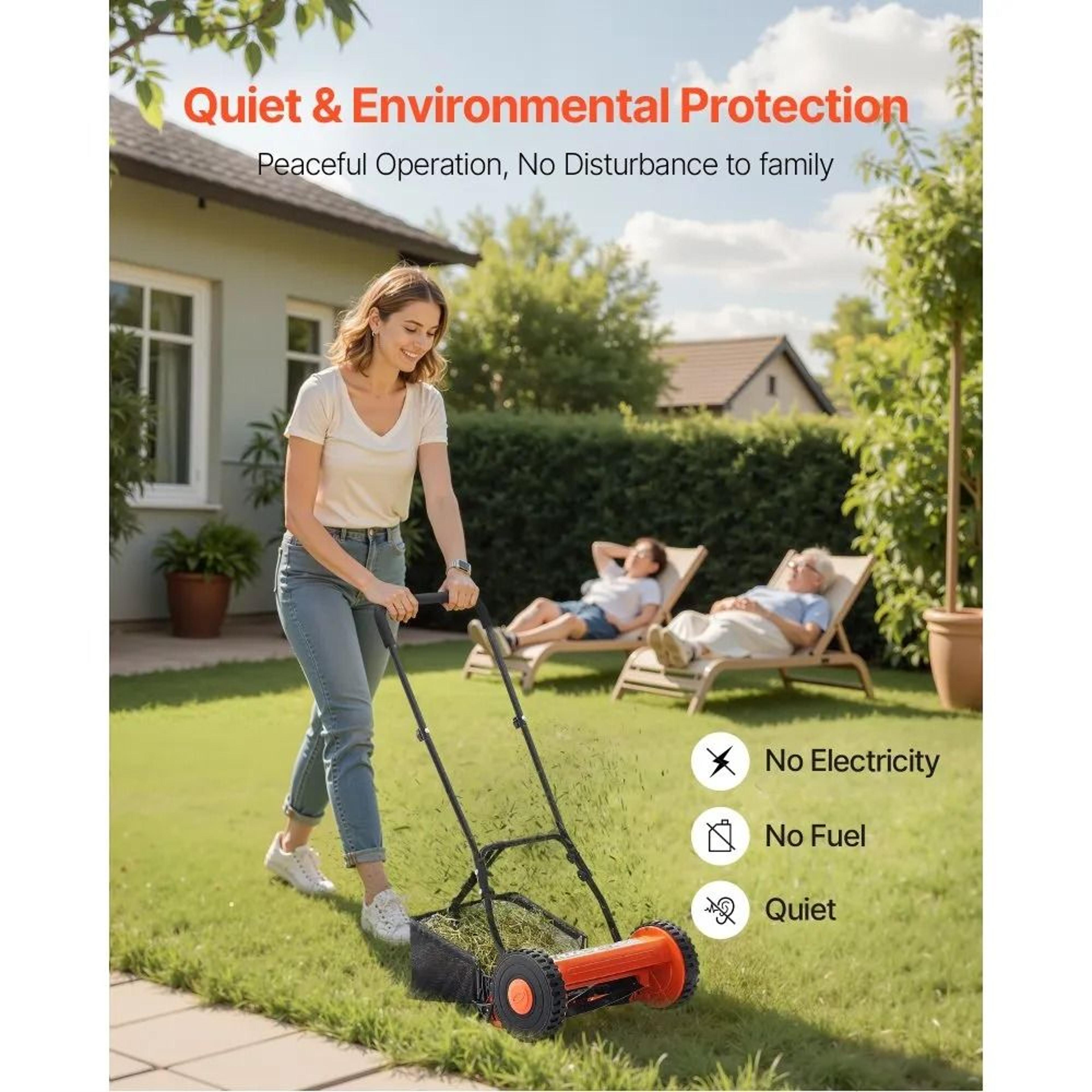 Manual Push Reel Lawn Mower With Grass Catcher 4